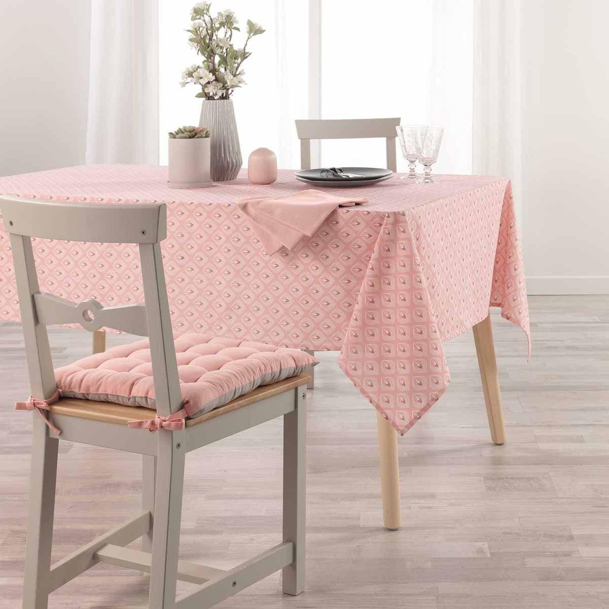 Voir la diapositive 3 : Douceur d'Intérieur Nappe imprimée en coton  fina  140x240cm rose
