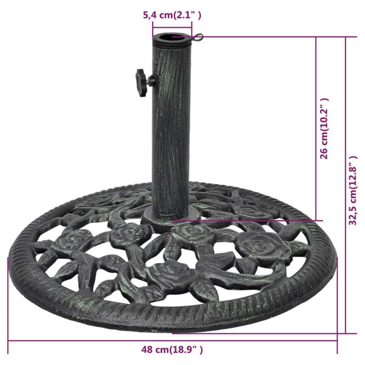 VIDAXL Socle de parasol en fonte 12 kg 48 cm