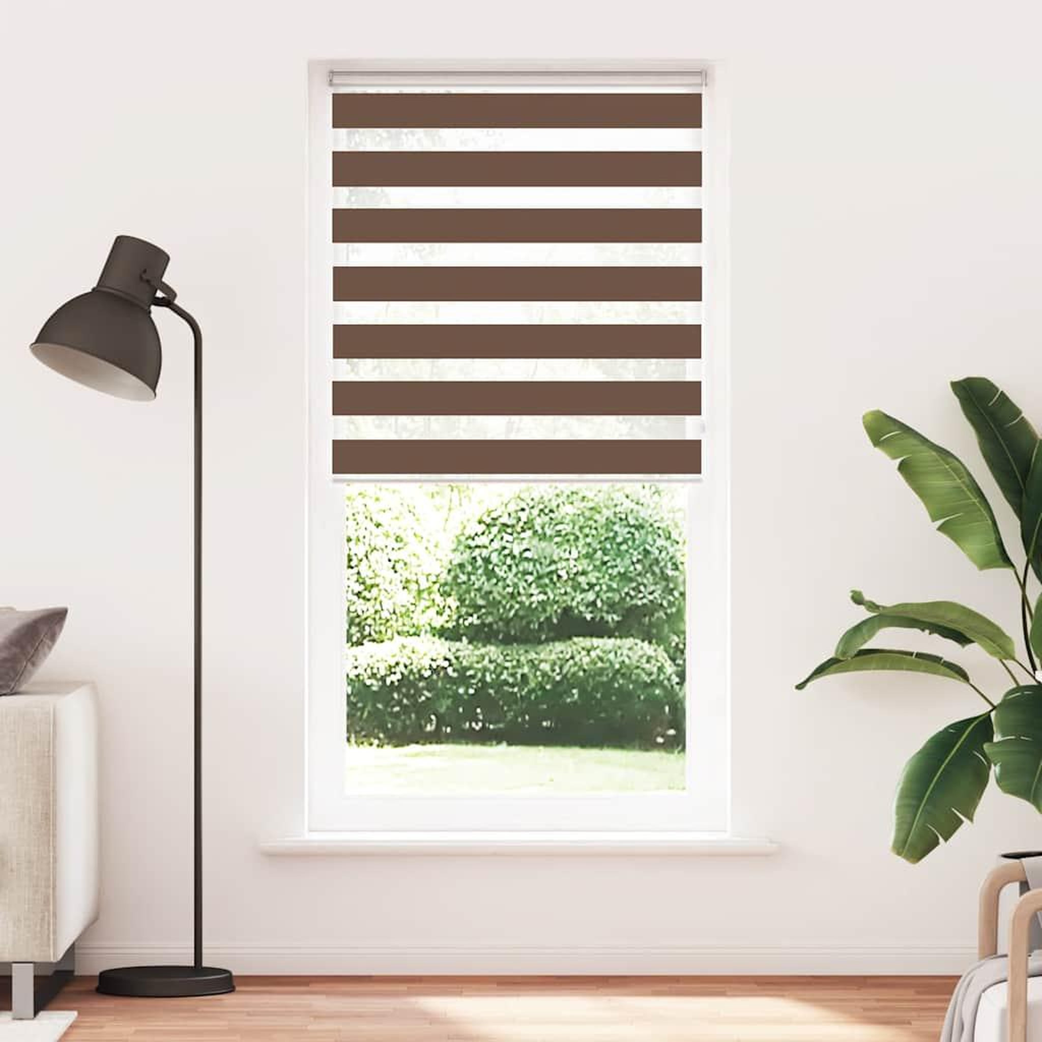 Voir la diapositive 2 : VIDAXL Store zebre marron 115x200cm largeur du tissu 110,9cm polyester