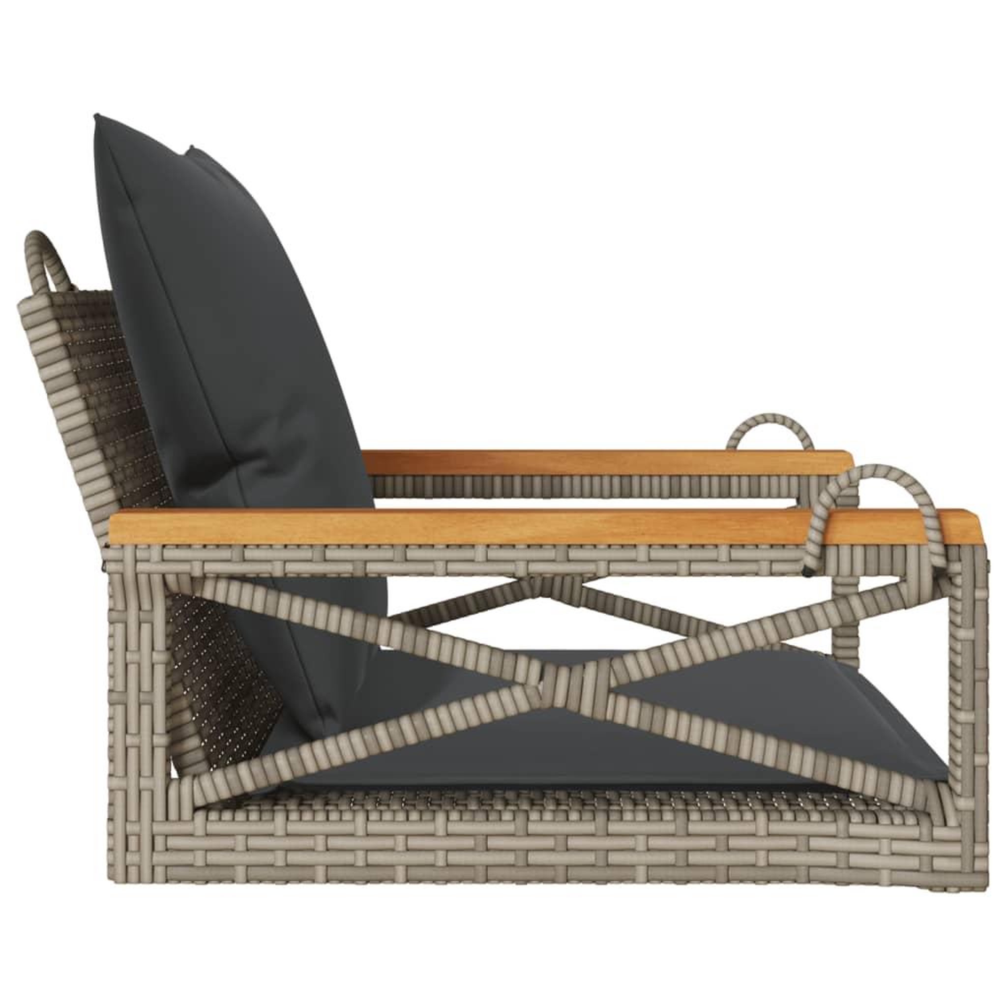 Voir la diapositive 5 : VIDAXL Balancelle avec coussins gris 63x62x40 cm resine tressee