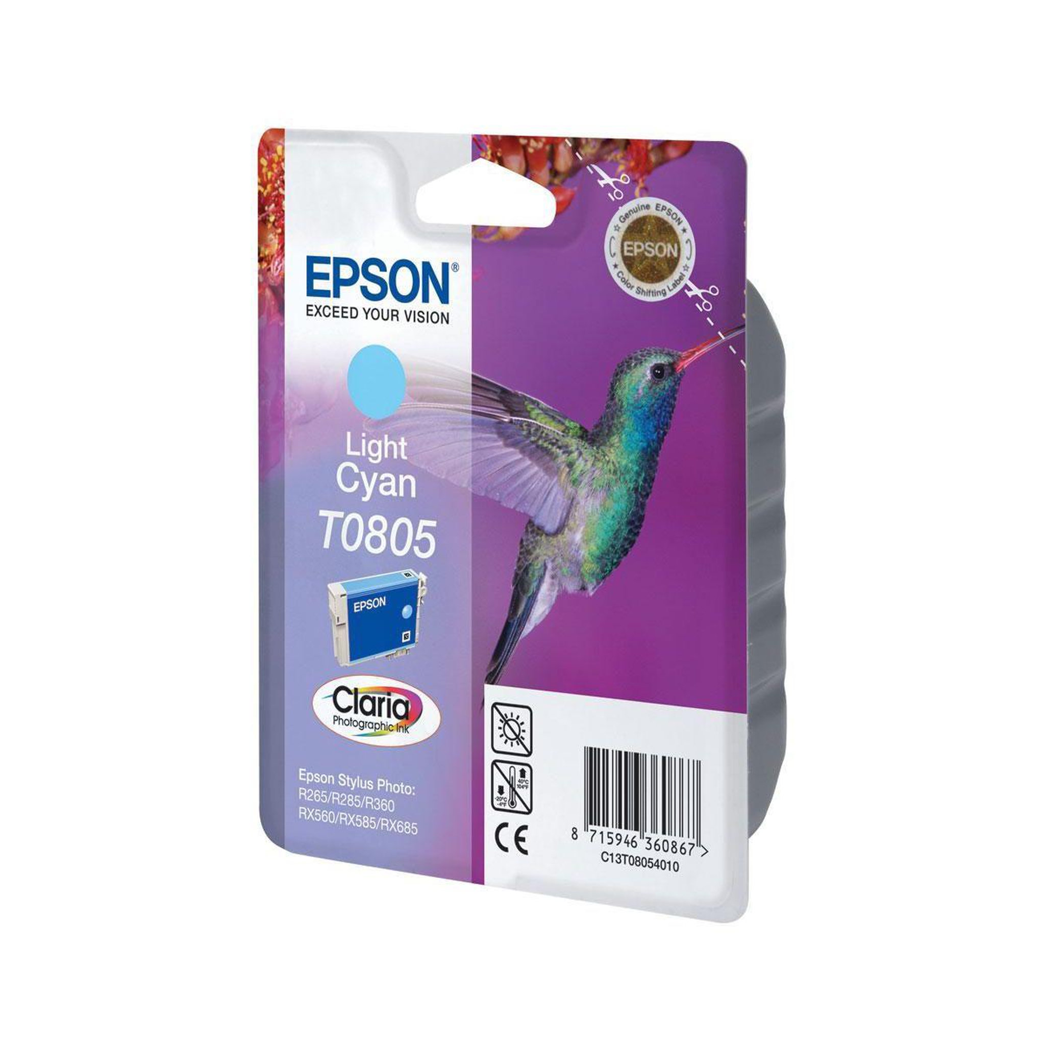 Epson Cartouche d'encre originale t0805 cyan clair série colibri - c13t08054010