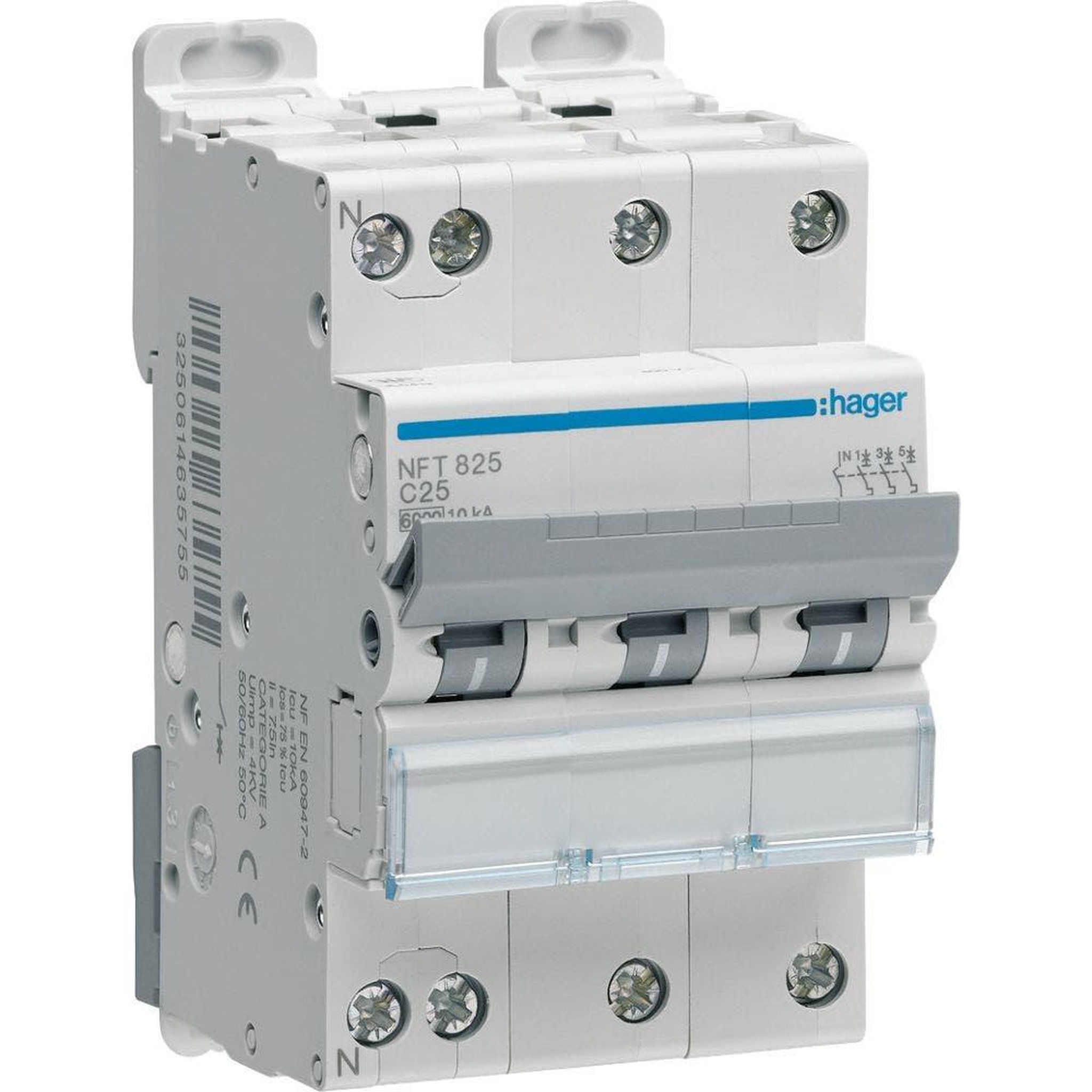 HAGER Disjoncteur 3p+n 6-10ka courbe d - 16a 3 modules
