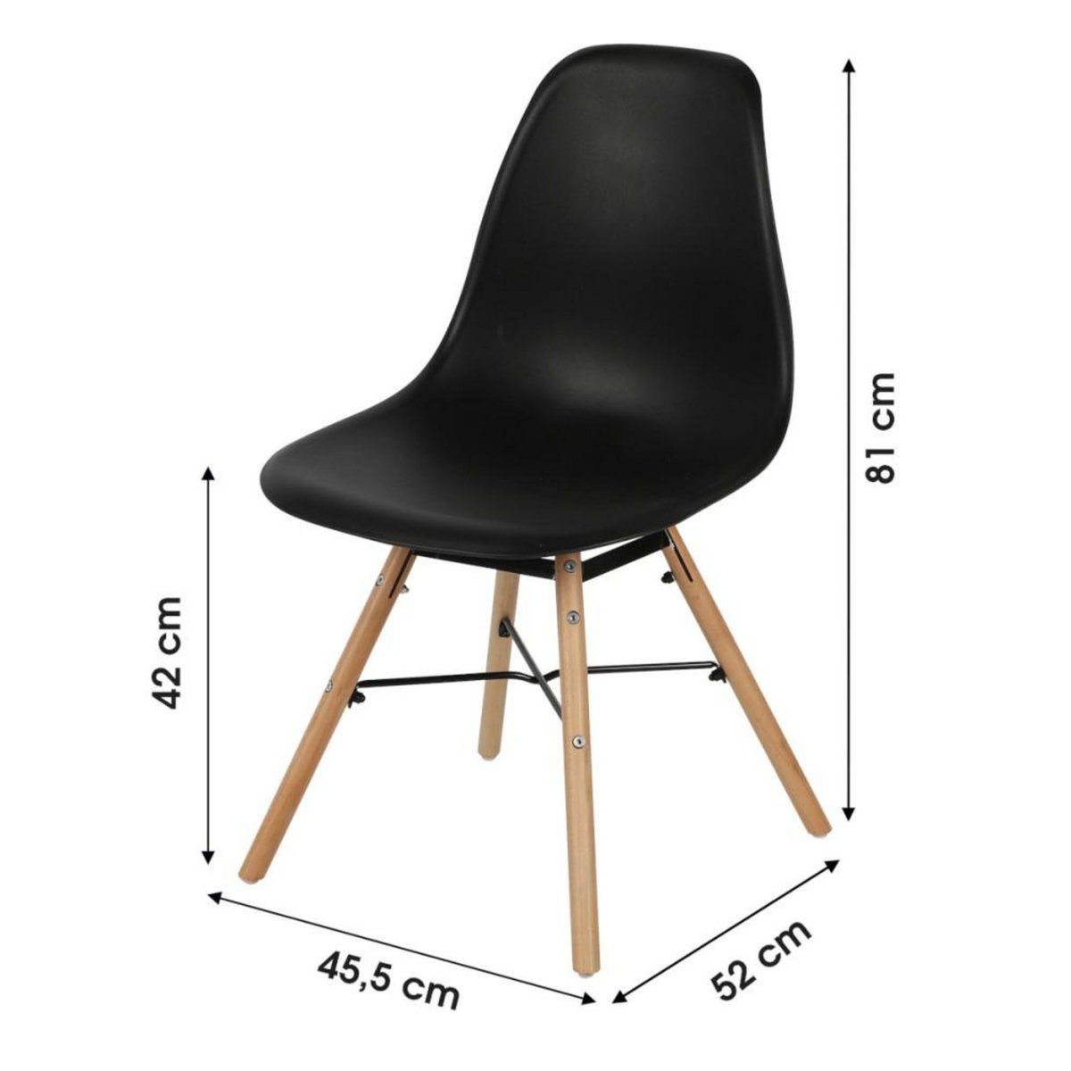 FORNORD Chaise noire structure métal et pieds bois