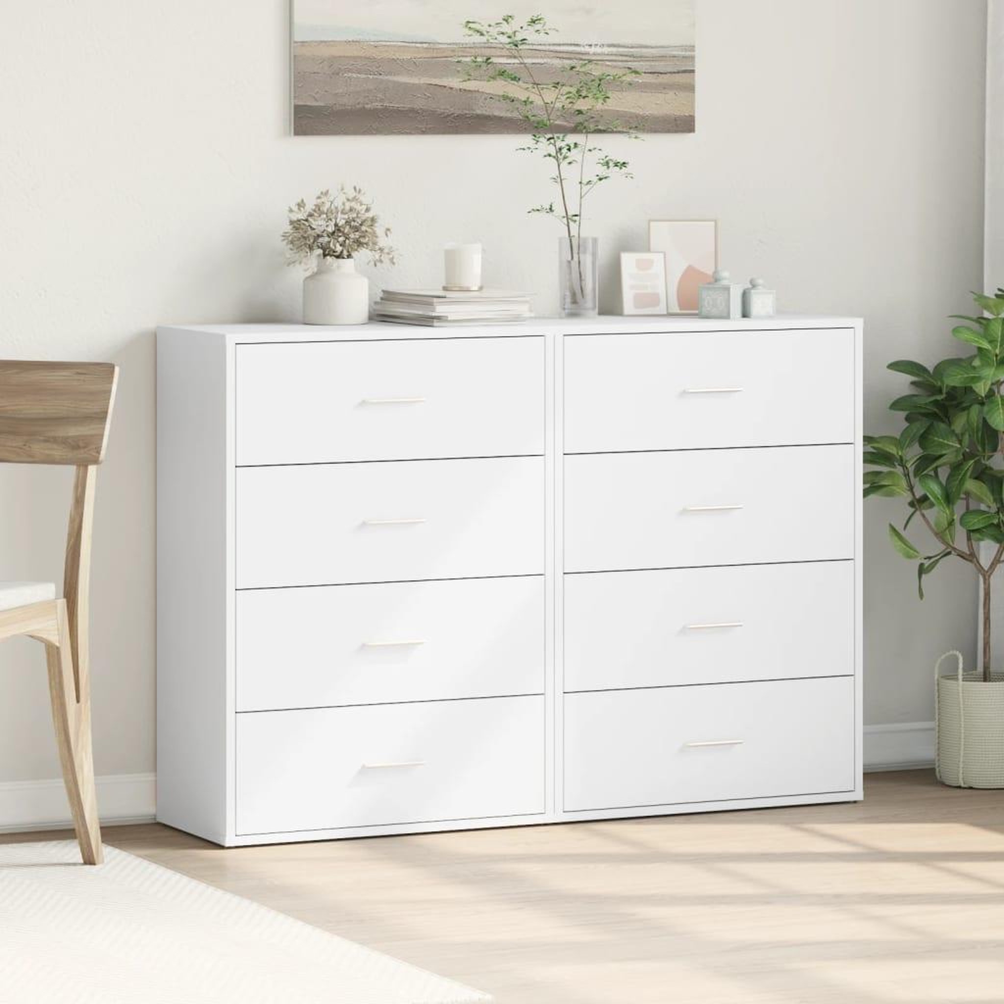 Voir la diapositive 3 : VIDAXL Buffets 2 pcs blanc 60x31x84 cm bois d'ingenierie