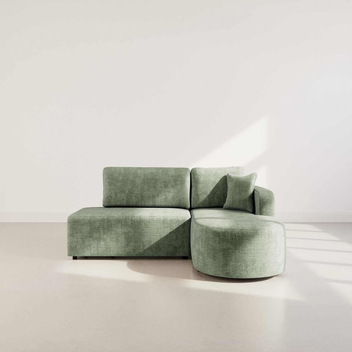 BEST MOBILIER Miro - canapé d'angle droit 4 places convertible avec coffre en velours texturé