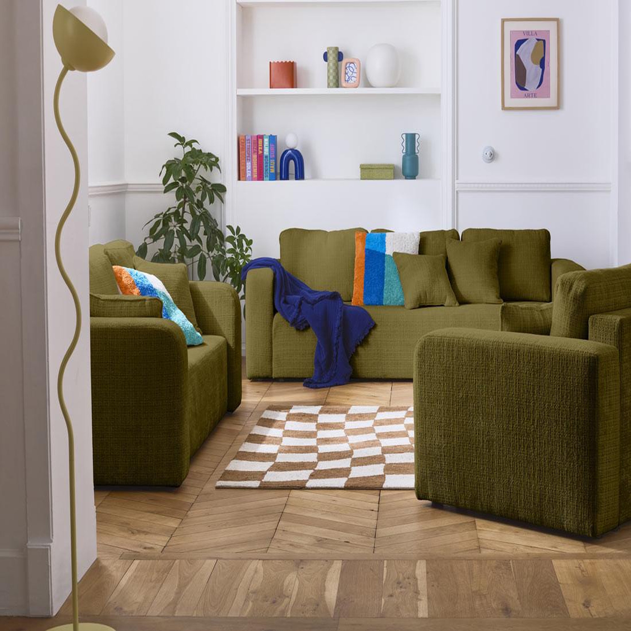 Voir la diapositive 4 : BEST MOBILIER Miro - canapé droit 3 places - convertible avec coffre - en velours texturé
