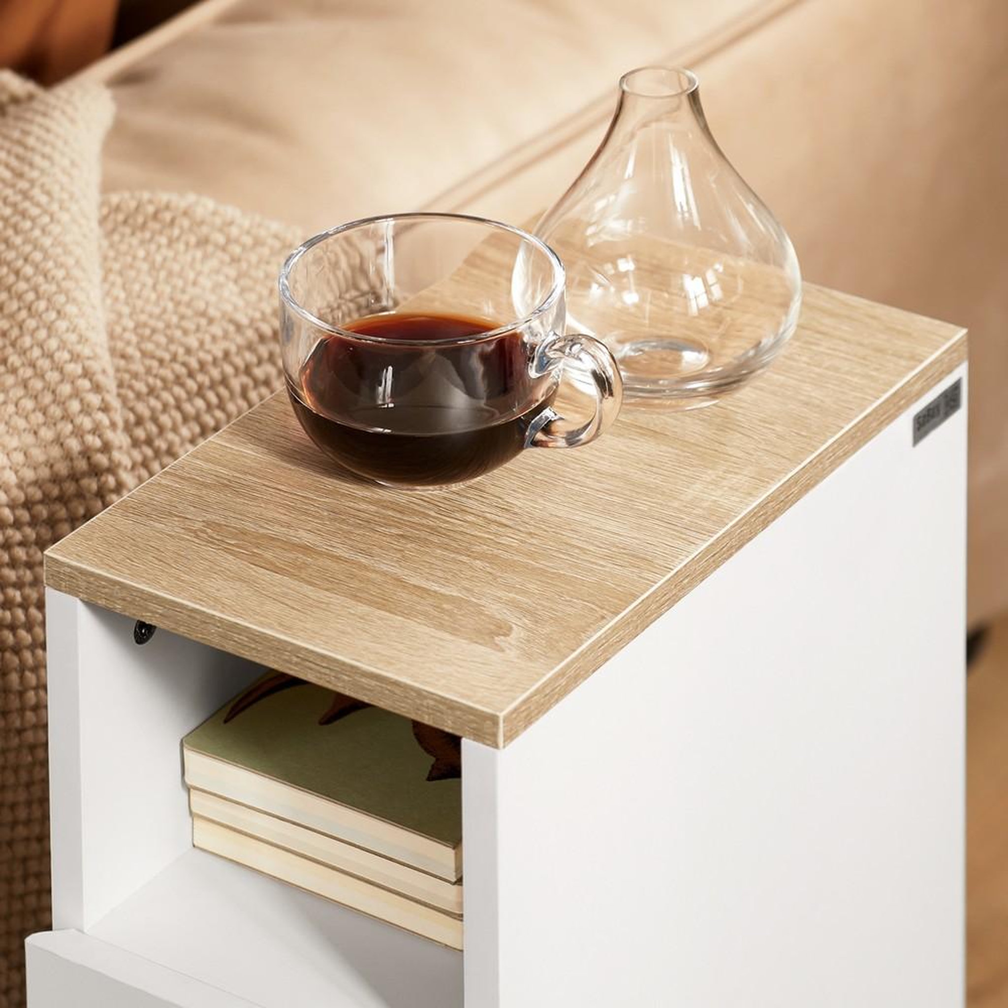 Voir la diapositive 4 : SOBUY SoBuy - Table De Chevet à deux tiroirs - Blanc - 35x20x60cm - Moderne - FBT149-NW