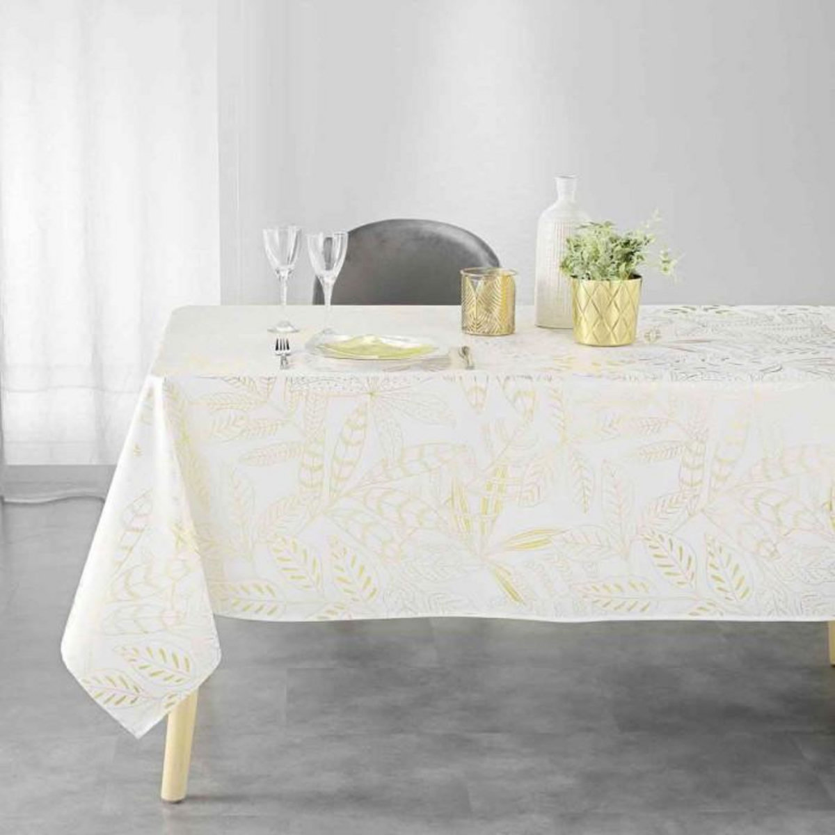 Paris Prix Nappe Imprimée Déco  Belflor  150x240cm Blanc