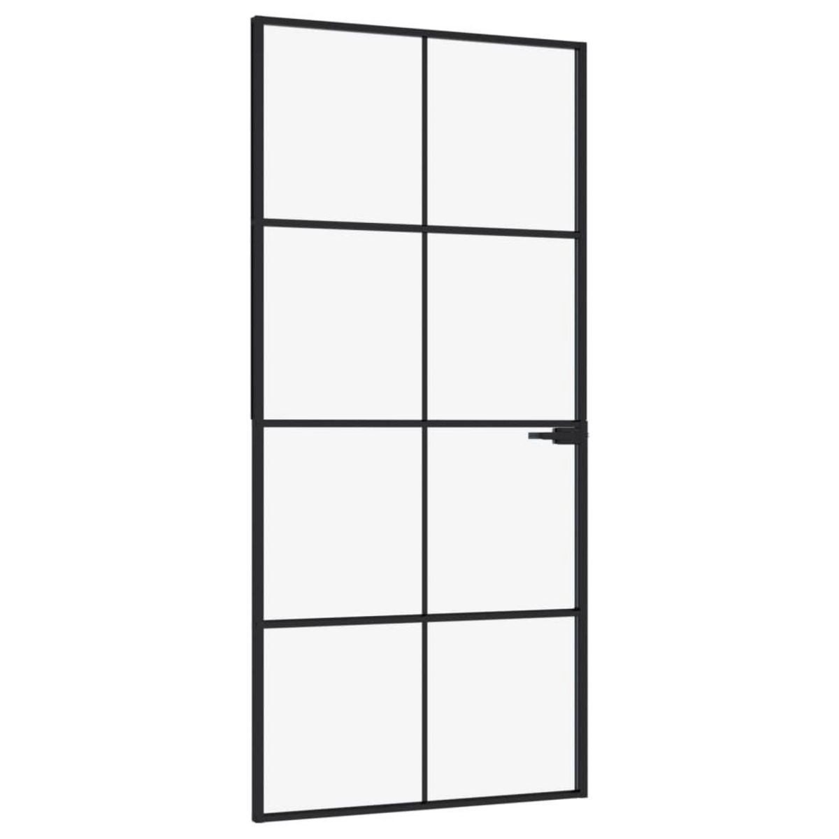 VIDAXL Porte d'interieur Noir 93x201,5 cm Trempe verre aluminium fin