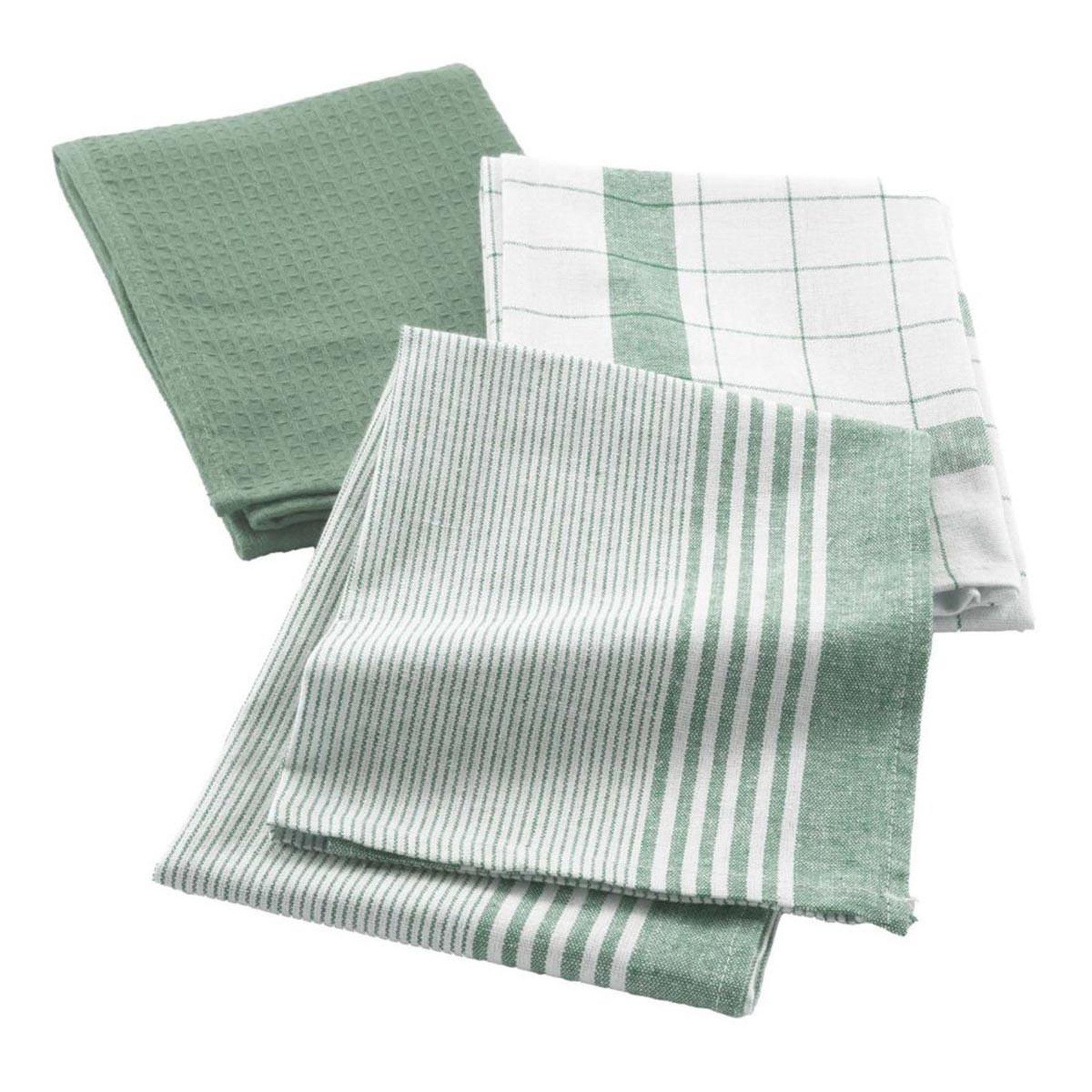 Douceur d'Intérieur Lot de 3 torchons  vibrato  50x70cm vert cèdre