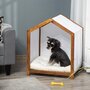 PAWHUT Niche d'intérieur pour chien en bois et tissu style cabane scandinave avec coussin moelleux