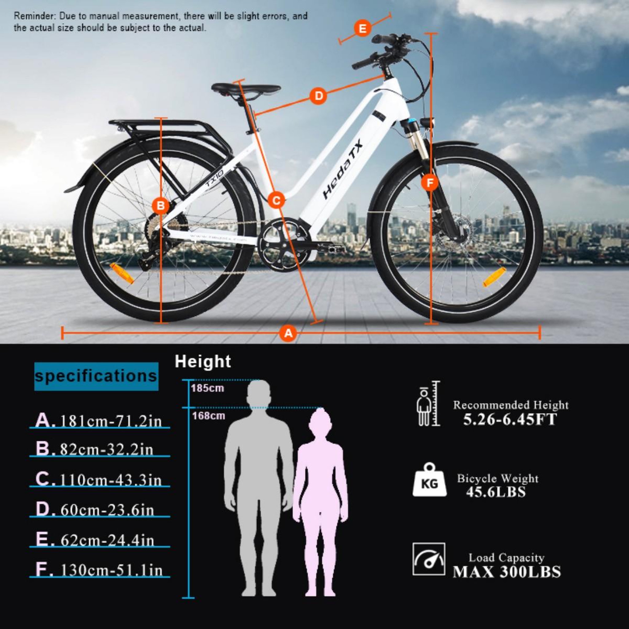 Voir la diapositive 3 : HEDATX HeDatx TX10 Vélo Électrique de Ville 27,5