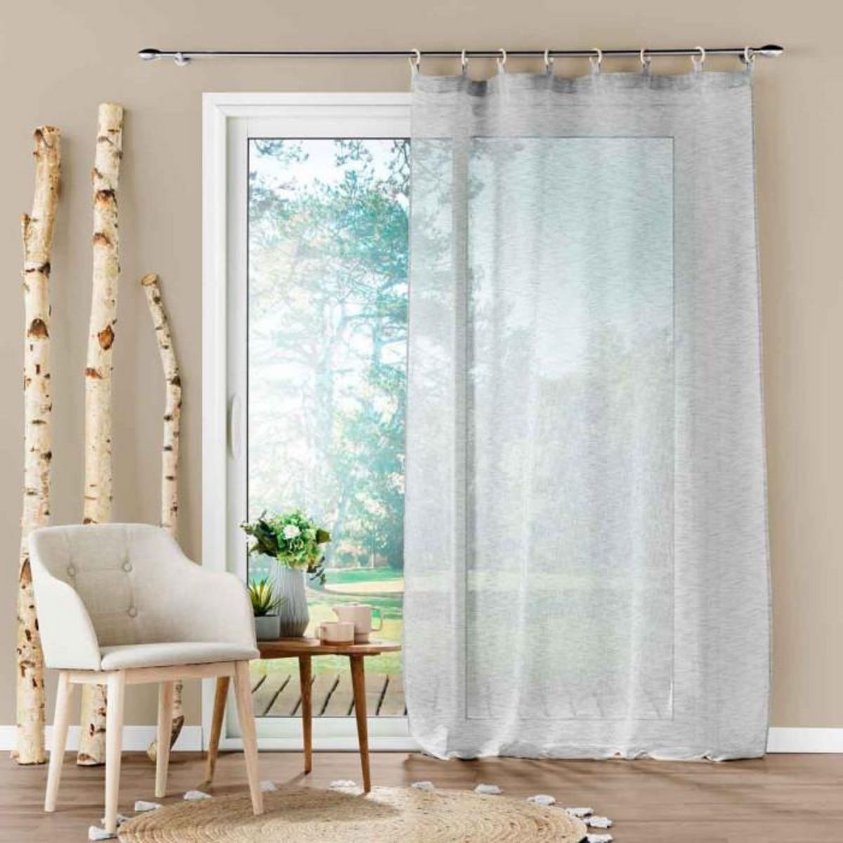 Paris Prix Rideau Voilage à Œillets  Minalisa  140x240cm Gris