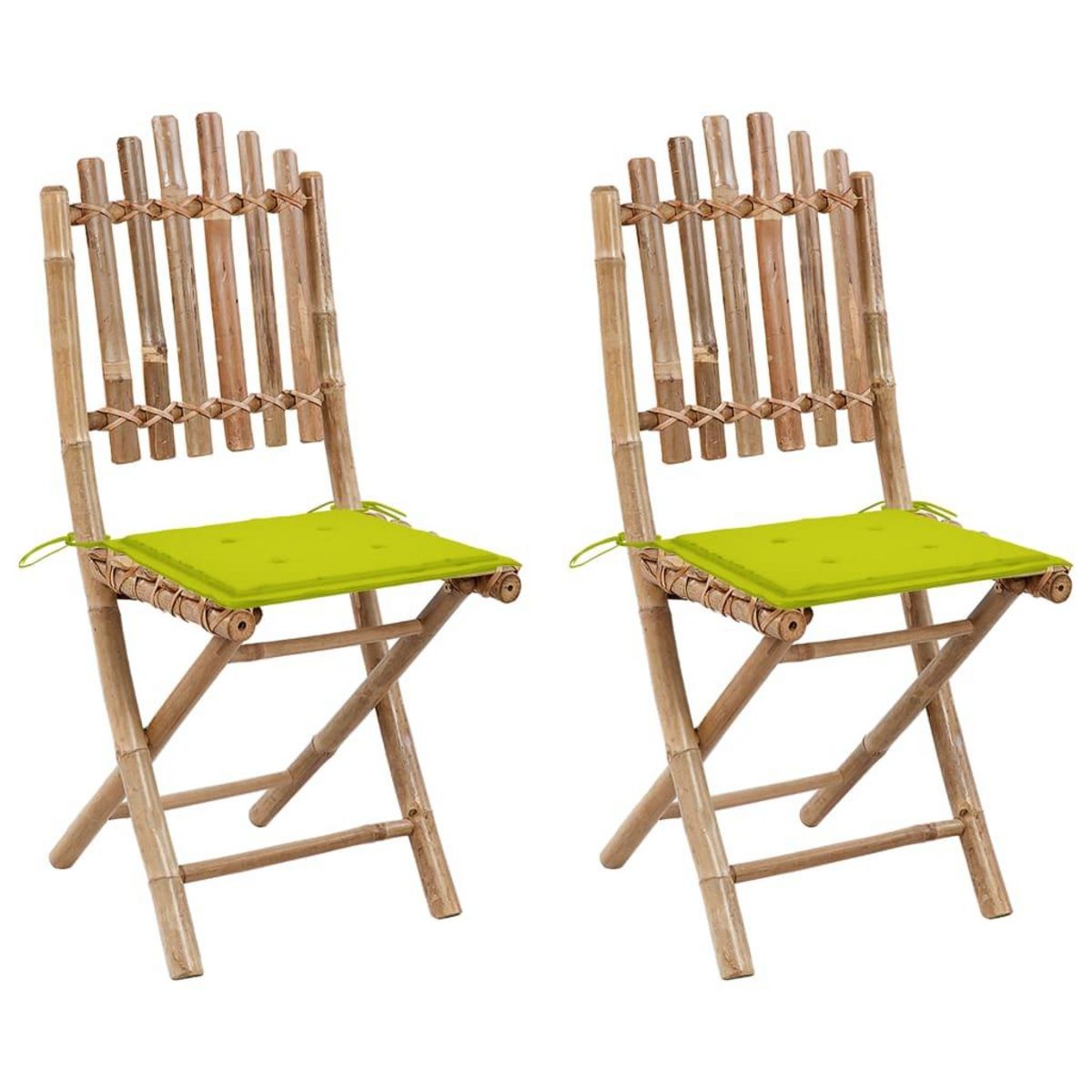 VIDAXL Chaises pliables de jardin lot de 2 avec coussins Bambou