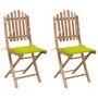 Voir la diapositive 1 : VIDAXL Chaises pliables de jardin lot de 2 avec coussins Bambou
