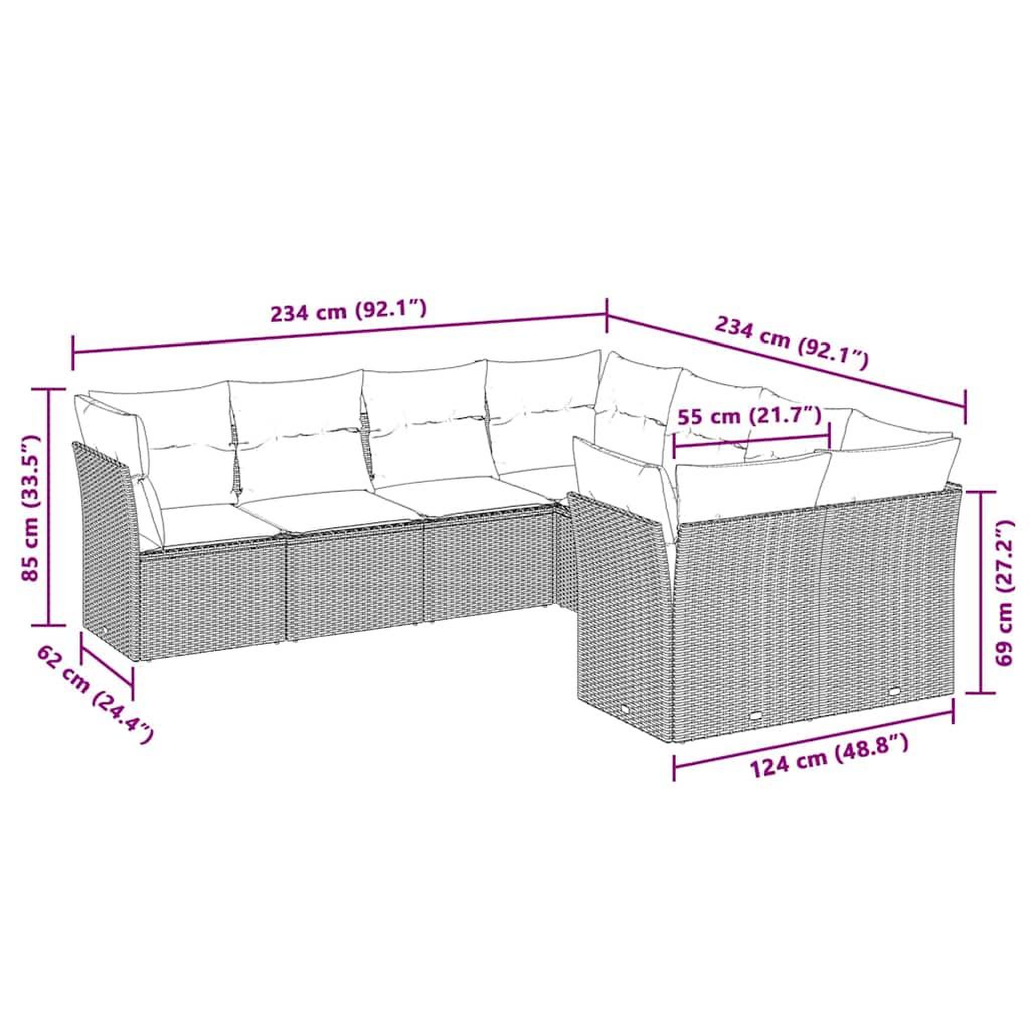Voir la diapositive 3 : VIDAXL Salon de jardin 8 pcs avec coussins gris clair resine tressee