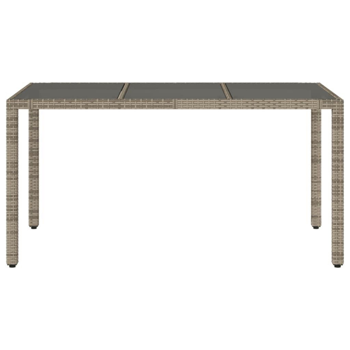 VIDAXL Table de jardin dessus en verre Gris 150x90x75cm Resine tressee