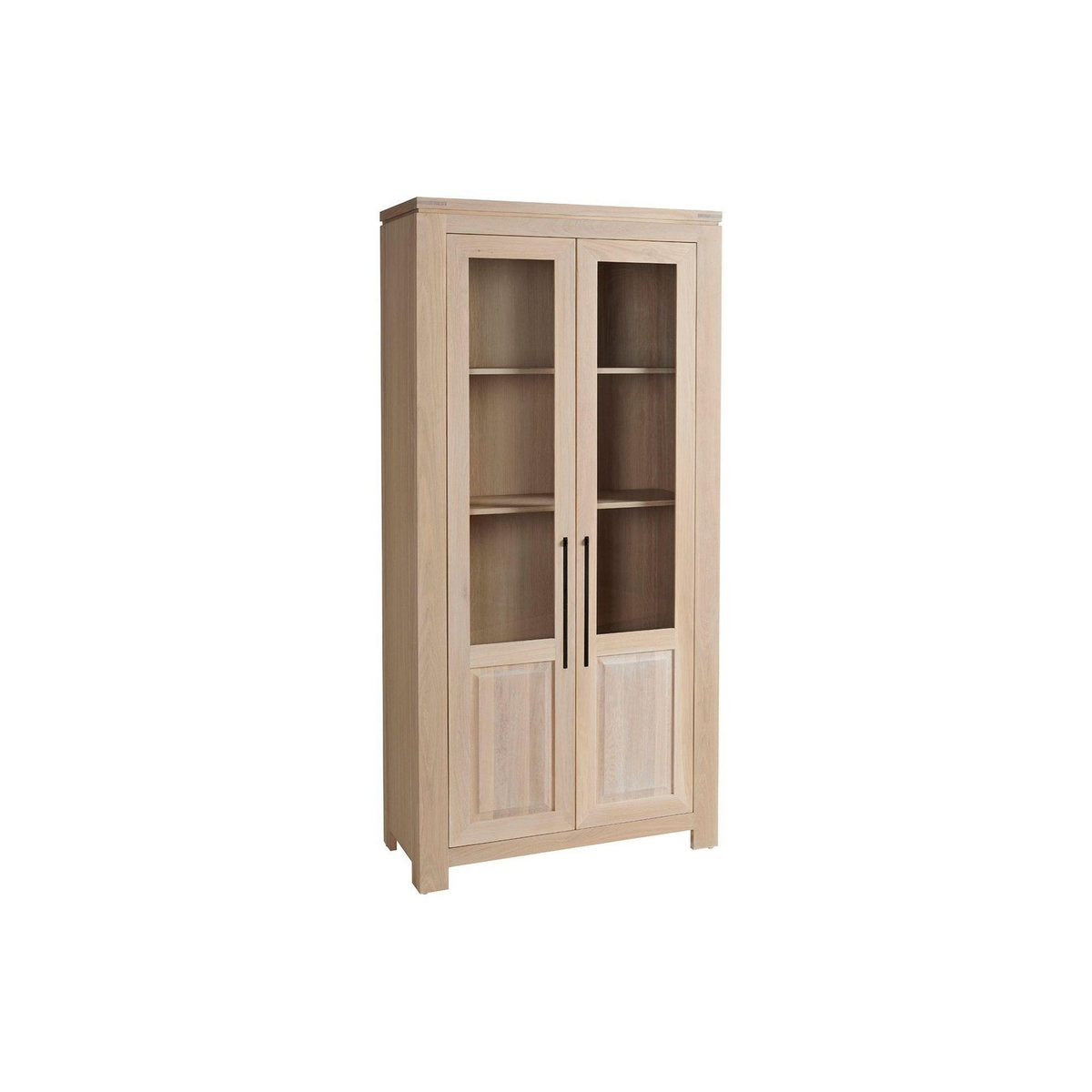 HELLIN Vitrine moderne en chêne blanchi - BOSTON