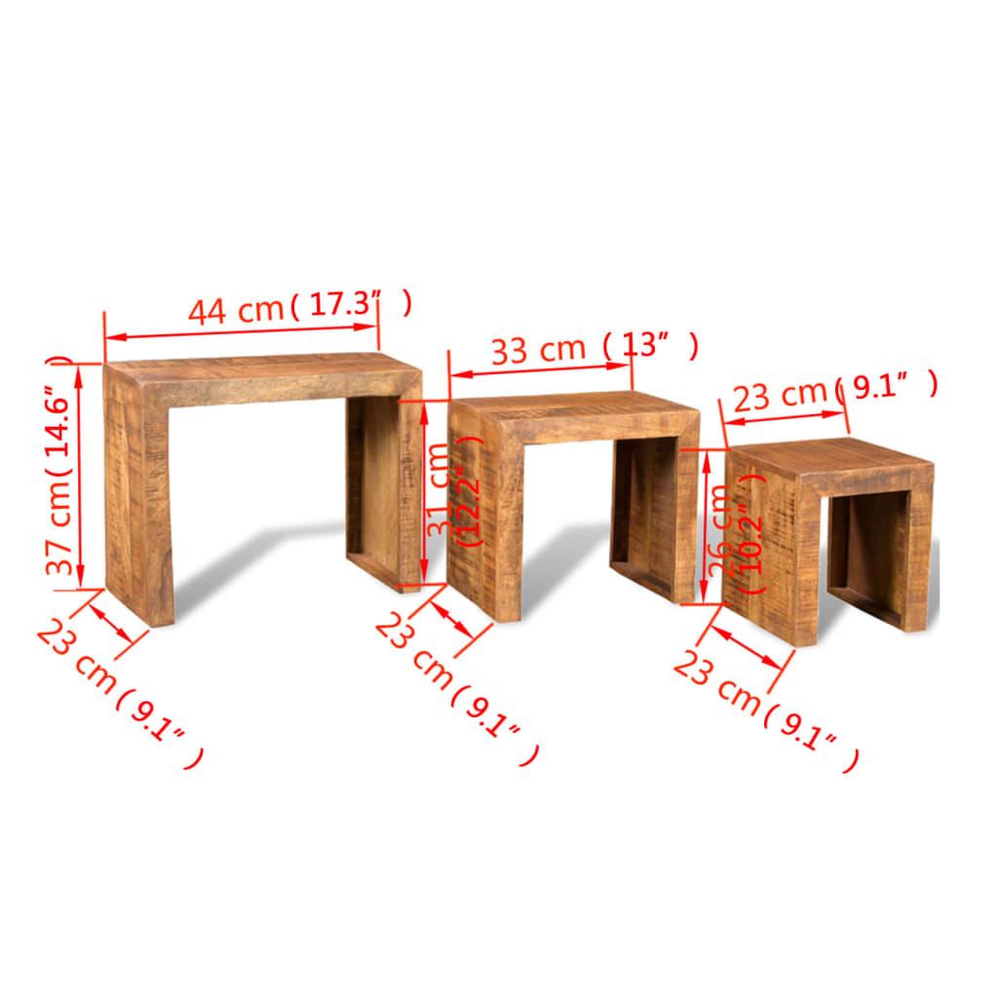 Voir la diapositive 6 : VIDAXL Table gigogne 3 pcs Bois massif de manguier