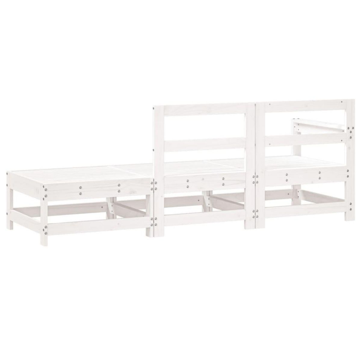 VIDAXL Salon de jardin 3 pcs blanc bois massif de pin