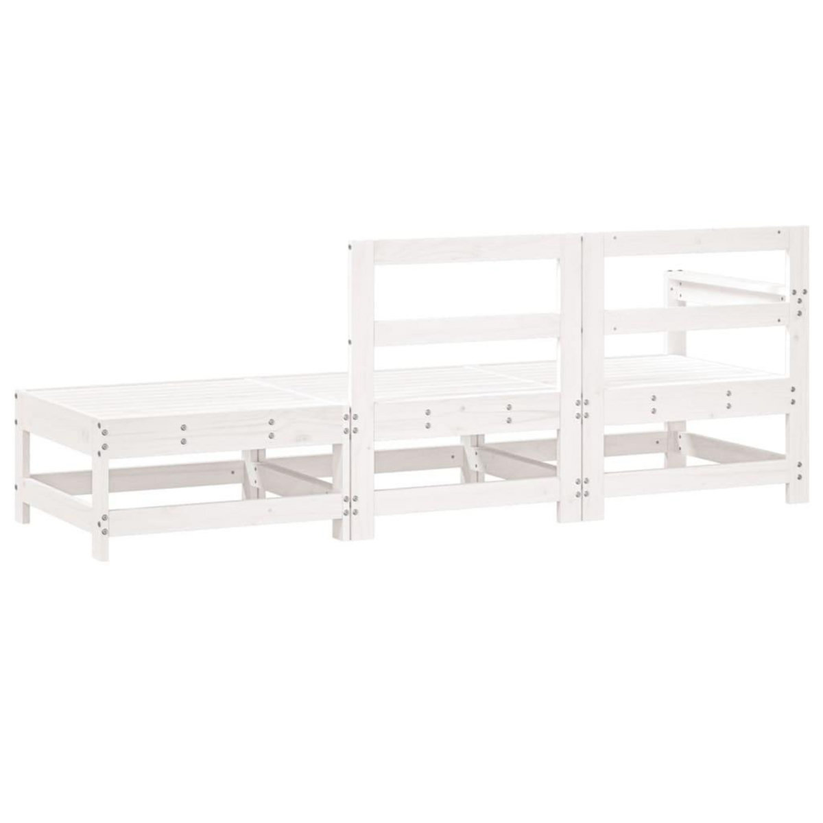 VIDAXL Salon de jardin 3 pcs blanc bois massif de pin