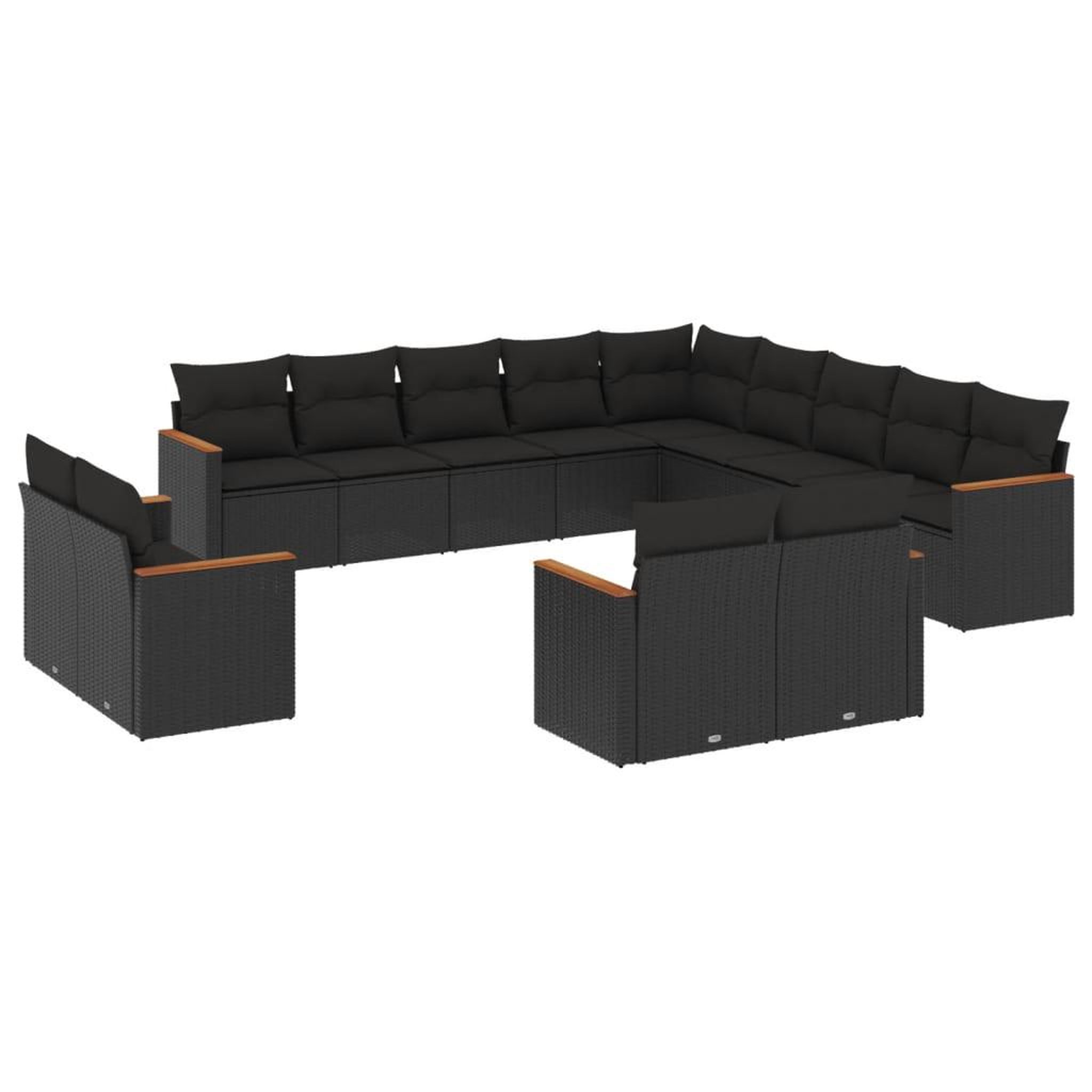 Voir la diapositive 2 : VIDAXL Salon de jardin avec coussins 13 pcs noir resine tressee