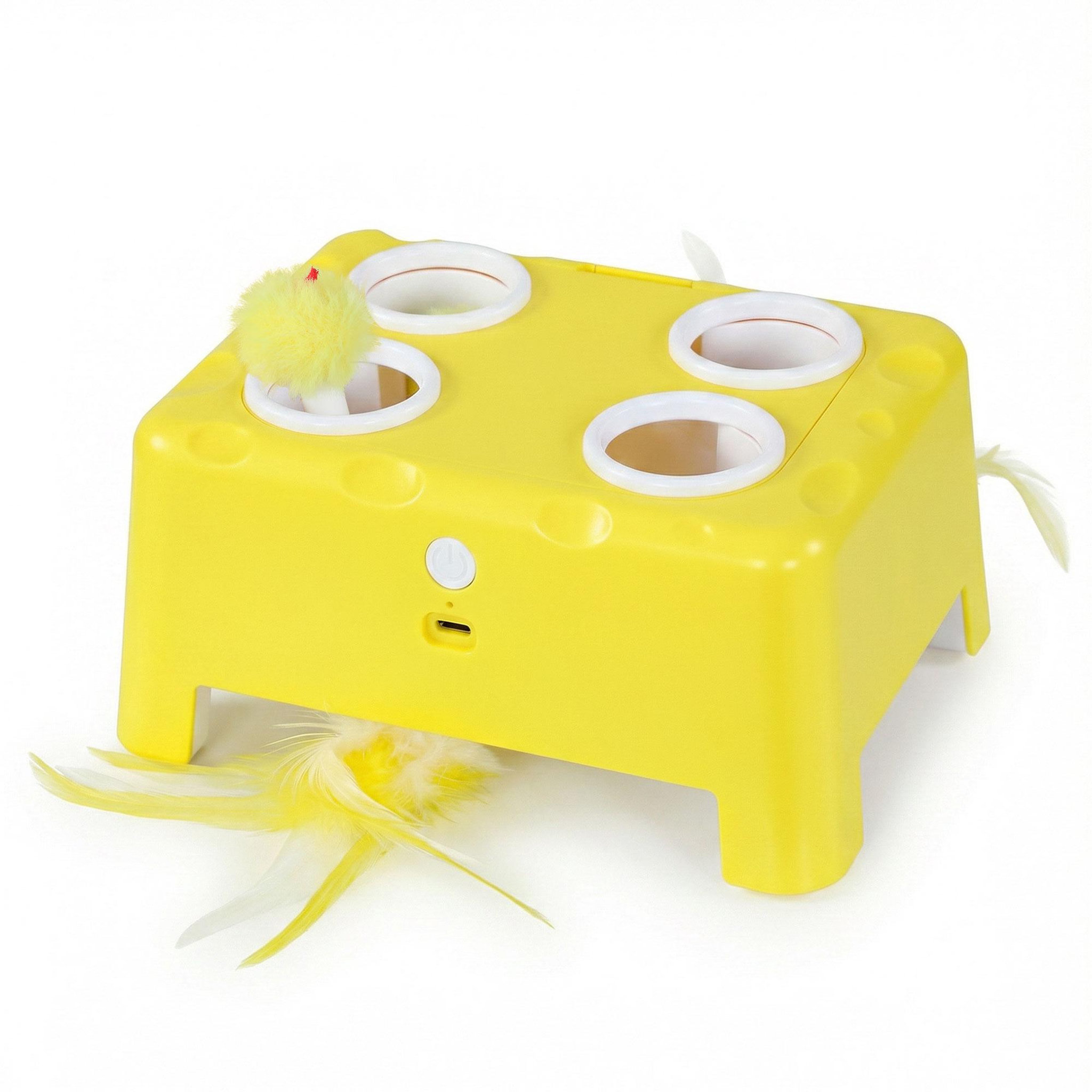 Voir la diapositive 5 : PAWHUT Jouet interactif chat rechargeable 3 modes réglables jaune