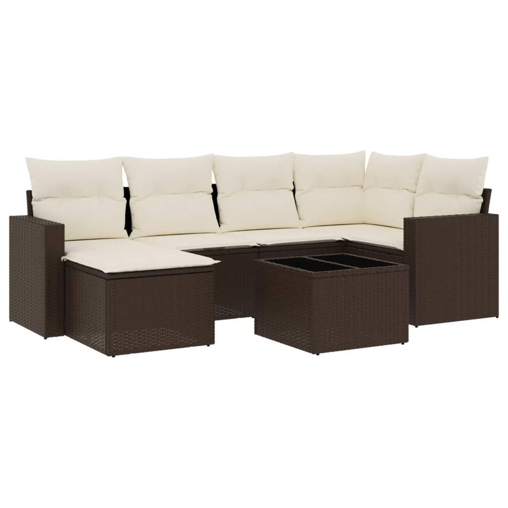 Voir la diapositive 2 : VIDAXL Salon de jardin avec coussins 7 pcs marron resine tressee