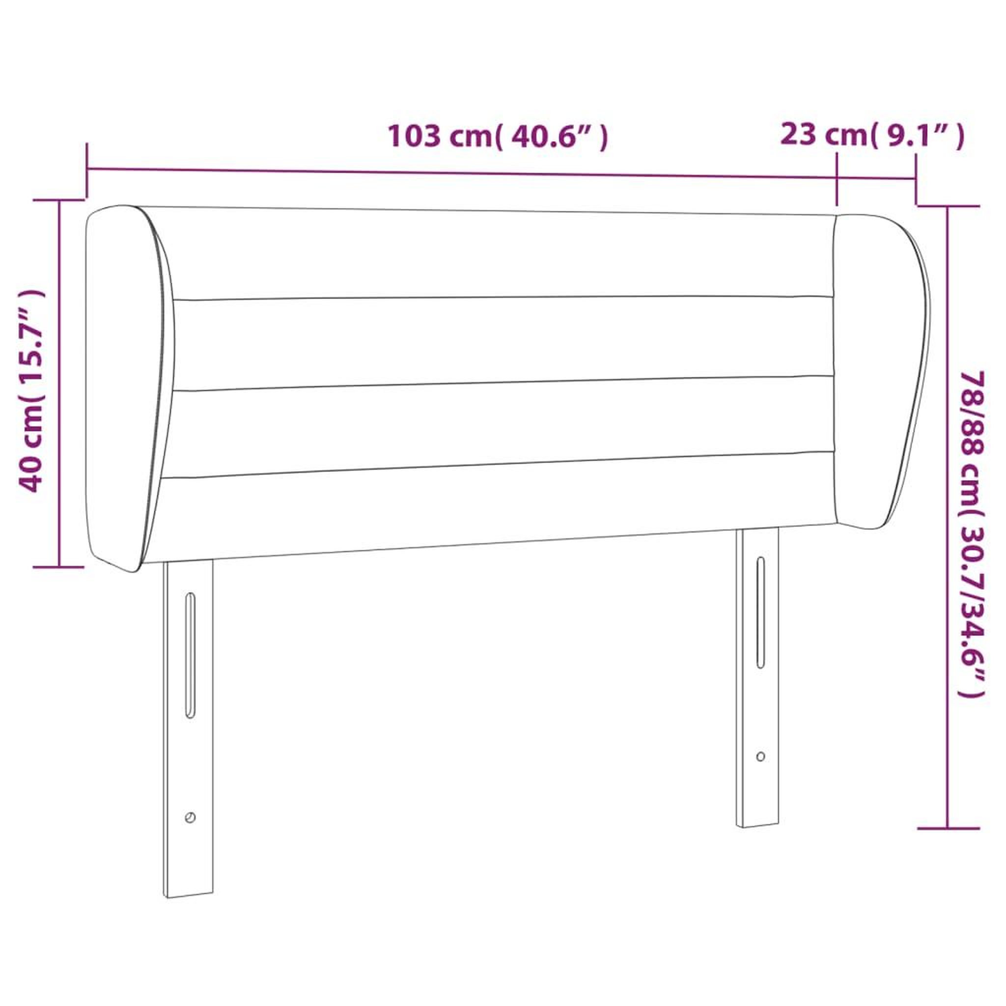 Voir la diapositive 6 : VIDAXL Tete de lit avec oreilles Gris clair 103x23x78/88 cm Tissu