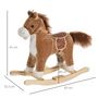 Voir la diapositive 3 : HOMCOM Cheval à bascule selle grand confort peluche courte douce bois peuplier brun dim. 65L x 32,5l x 61H cm