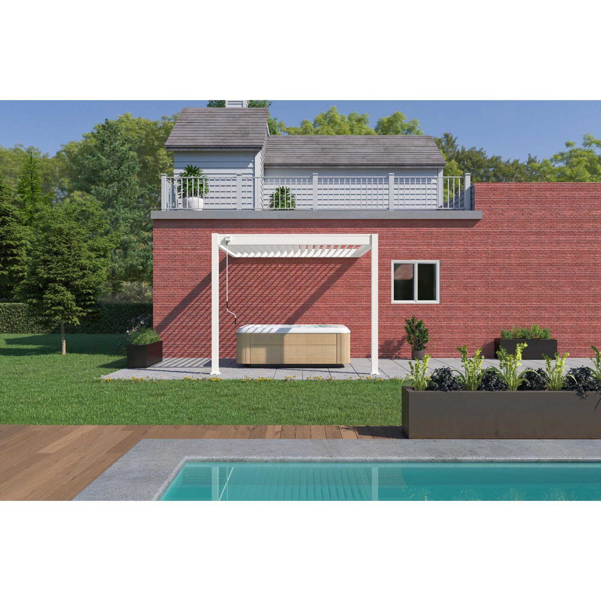 Voir la diapositive 1 : Pergola Bioclimatique adossée 3x3 m - Aluminium - Blanc -  VS OmBREA®
