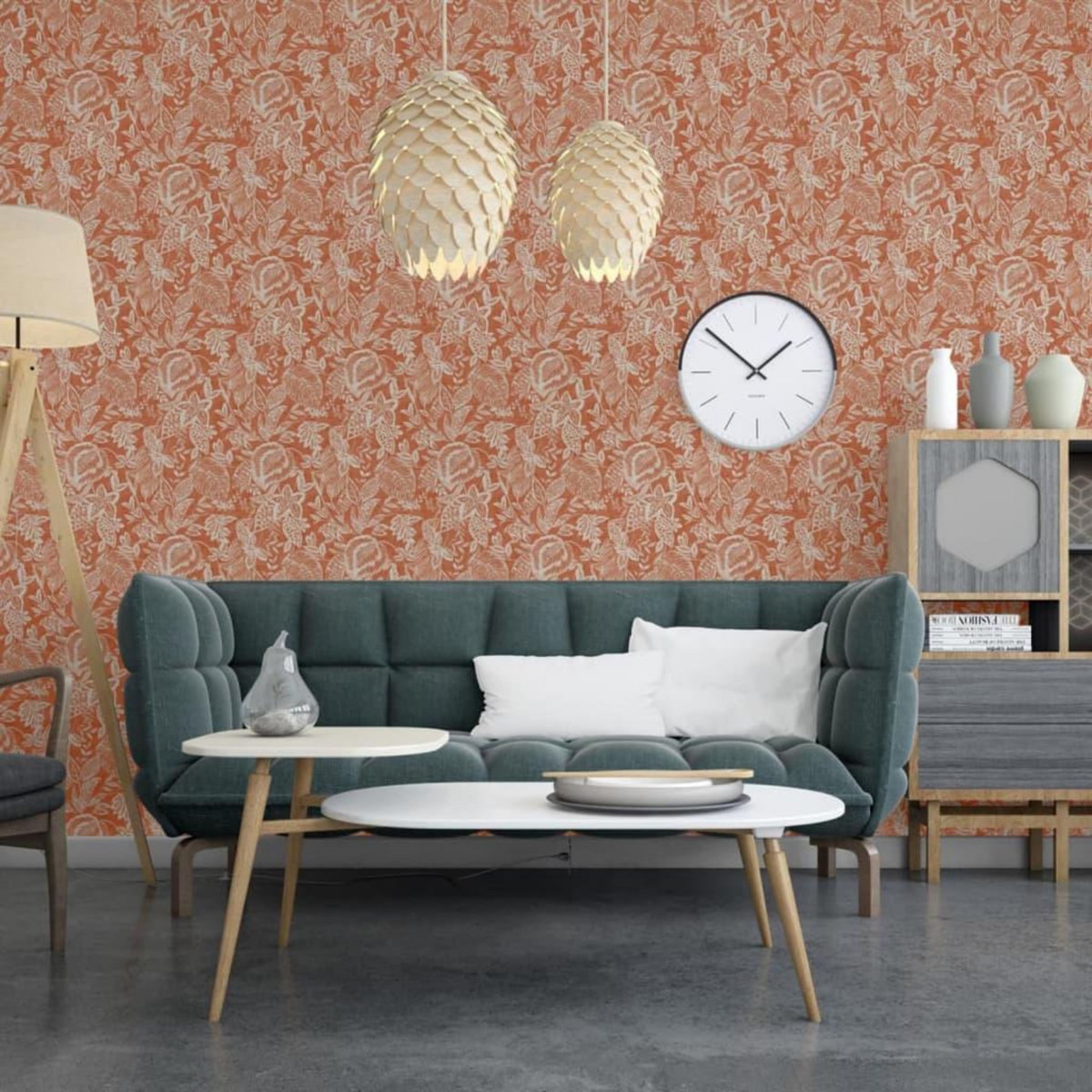 DUTCH WALLCOVERINGS DUTCH WALLCOVERINGS Papier peint Mae Orange et beige