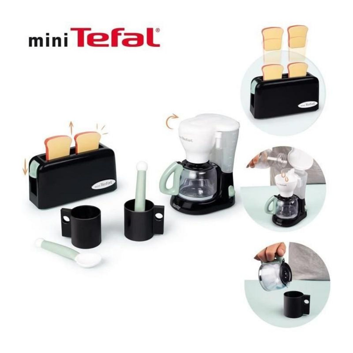 SMOBY Smoby - Tefal Petit Déjeuner - Grille pain + cafetiere + tasses et cuilleres - Dés 3 ans