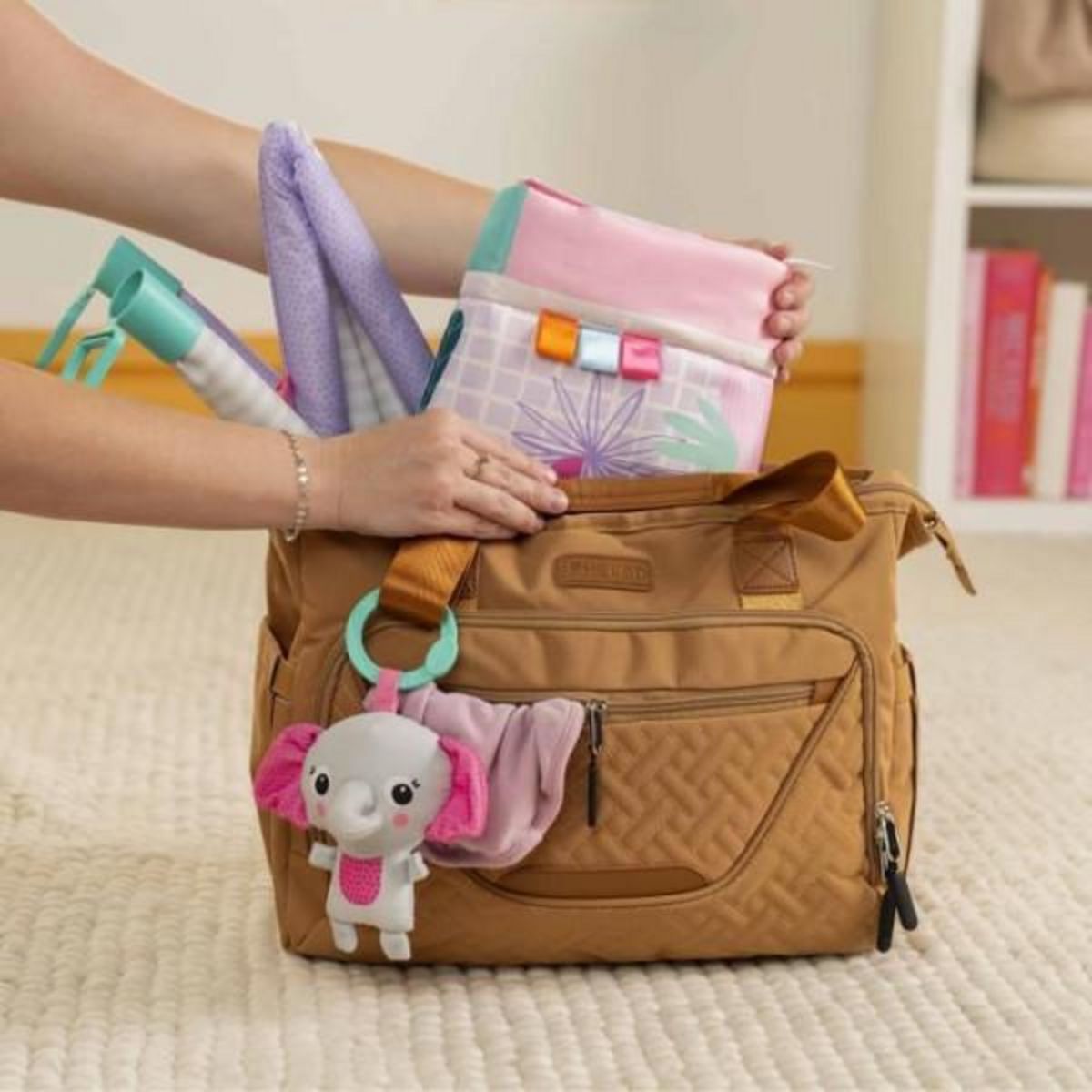 Bright Starts BRIGHT STARTS Tapis de sol éveil bébé évolutif pliable- Jungle Rose- arche avec jouets sensoriels et musicaux, miroir