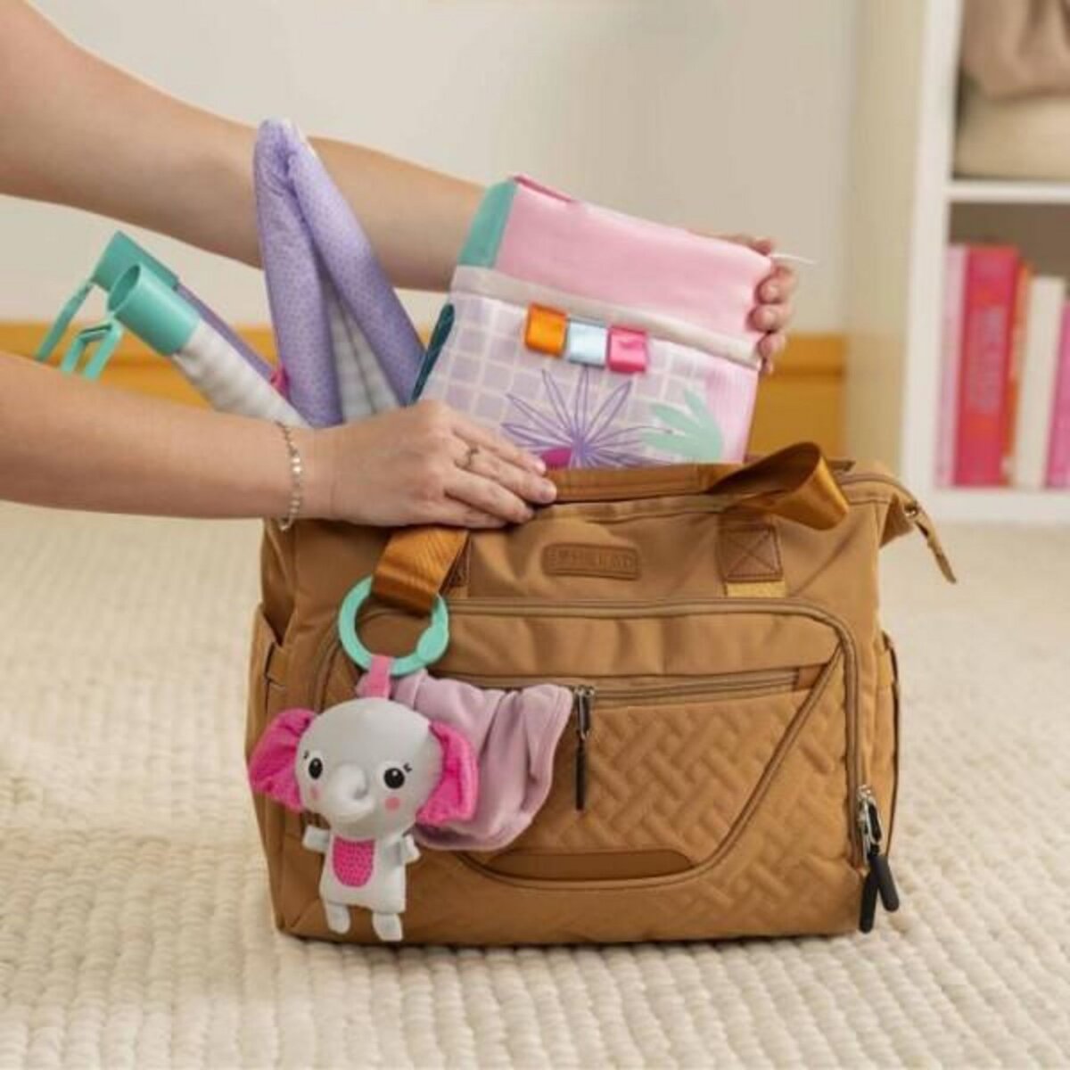 Bright Starts BRIGHT STARTS Tapis de sol éveil bébé évolutif pliable- Jungle Rose- arche avec jouets sensoriels et musicaux, miroir