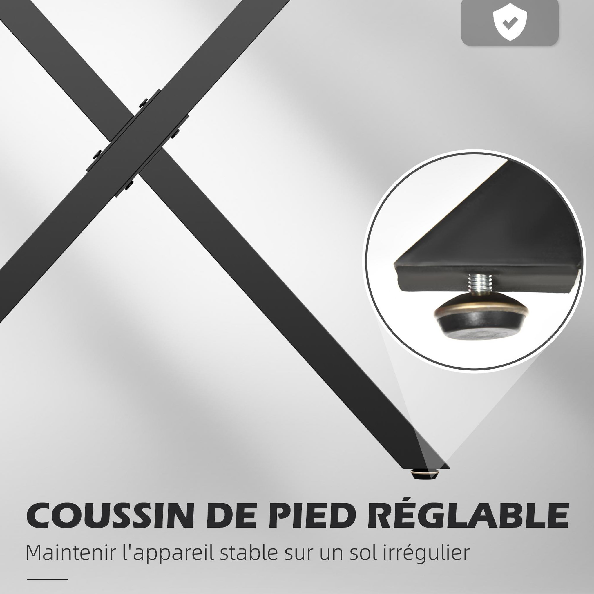 Voir la diapositive 6 : HOMCOM Lot de 2 pieds de table design industriel en croix - piètement antidérapant - dim. 70L x 8l x 72H cm - acier époxy noir