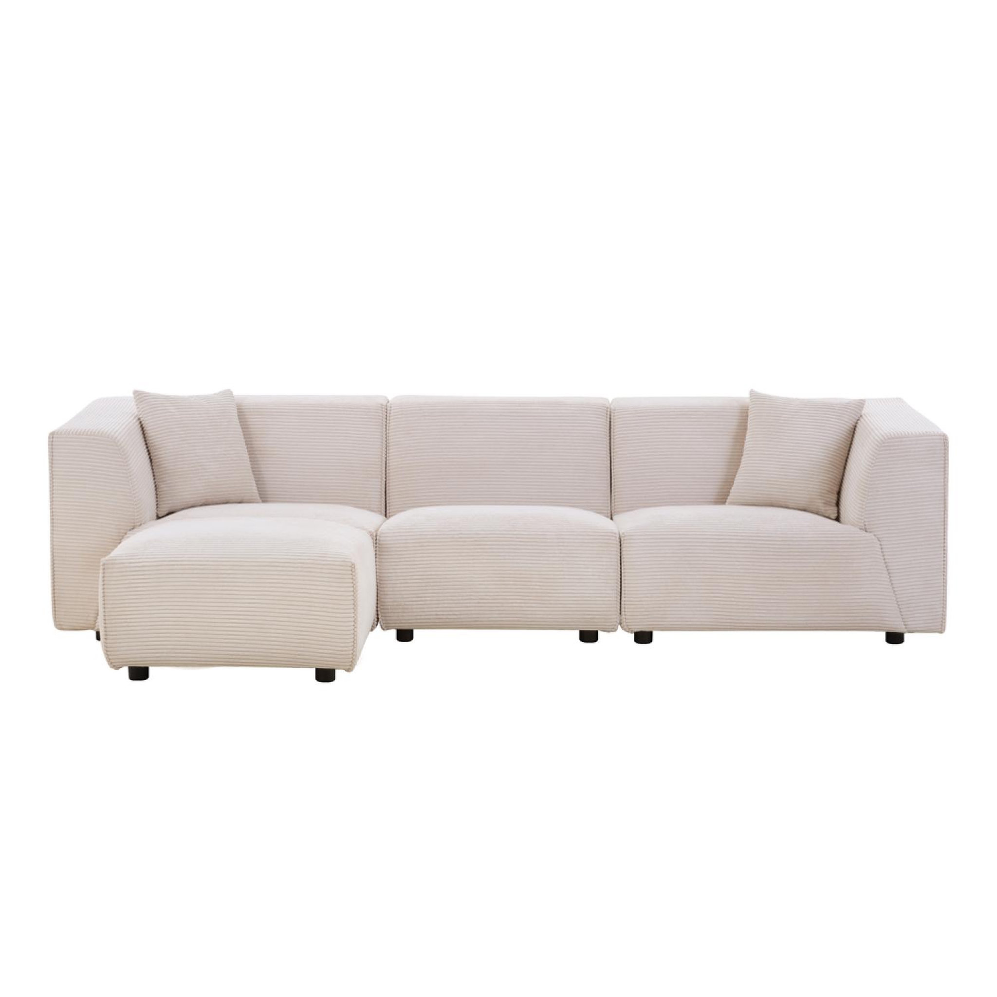 CONCEPT USINE Canapé 3 places + 1 pouf modulable velours côtelé beige monroe