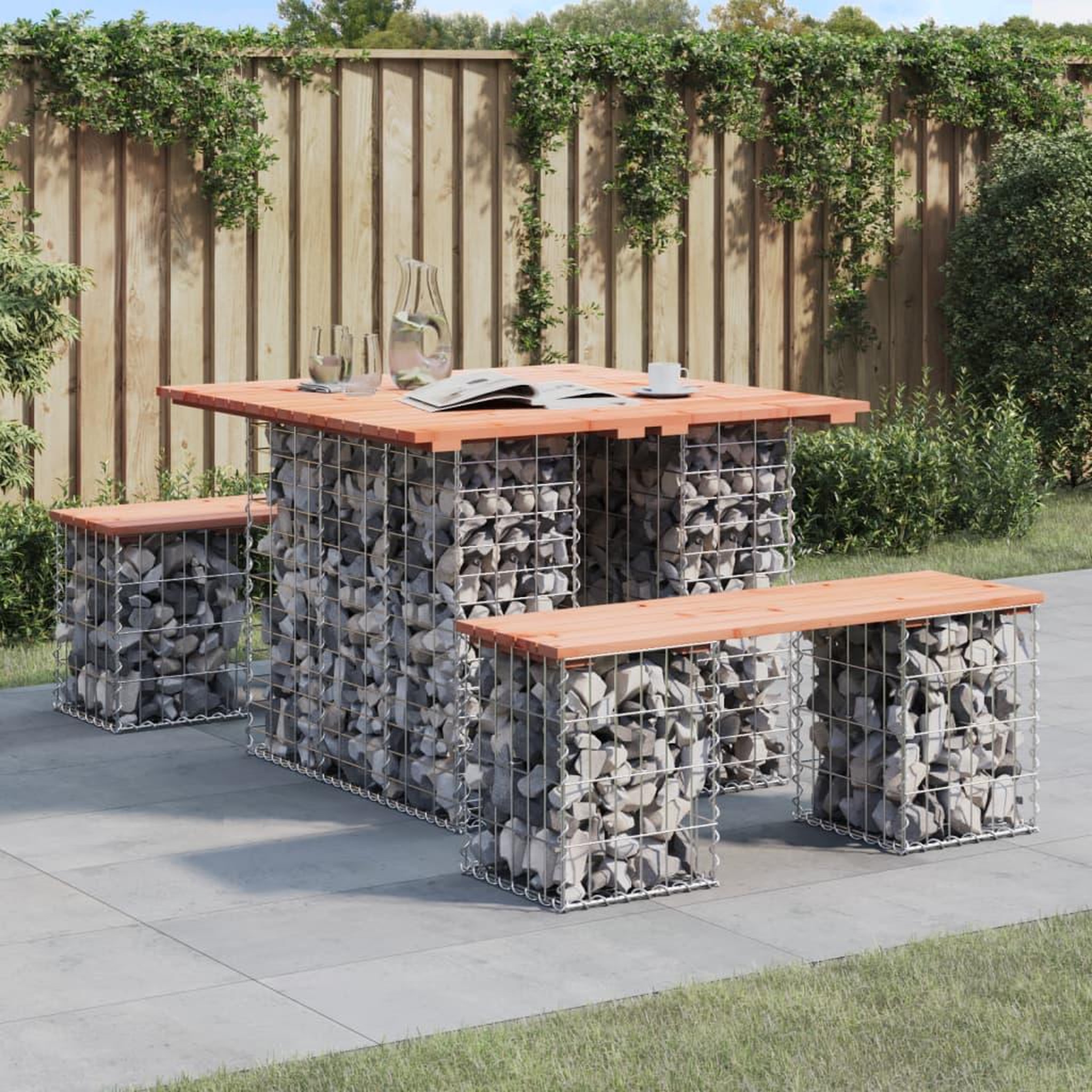 VIDAXL Banc jardin design gabion 100x102x72 cm bois massif de douglas