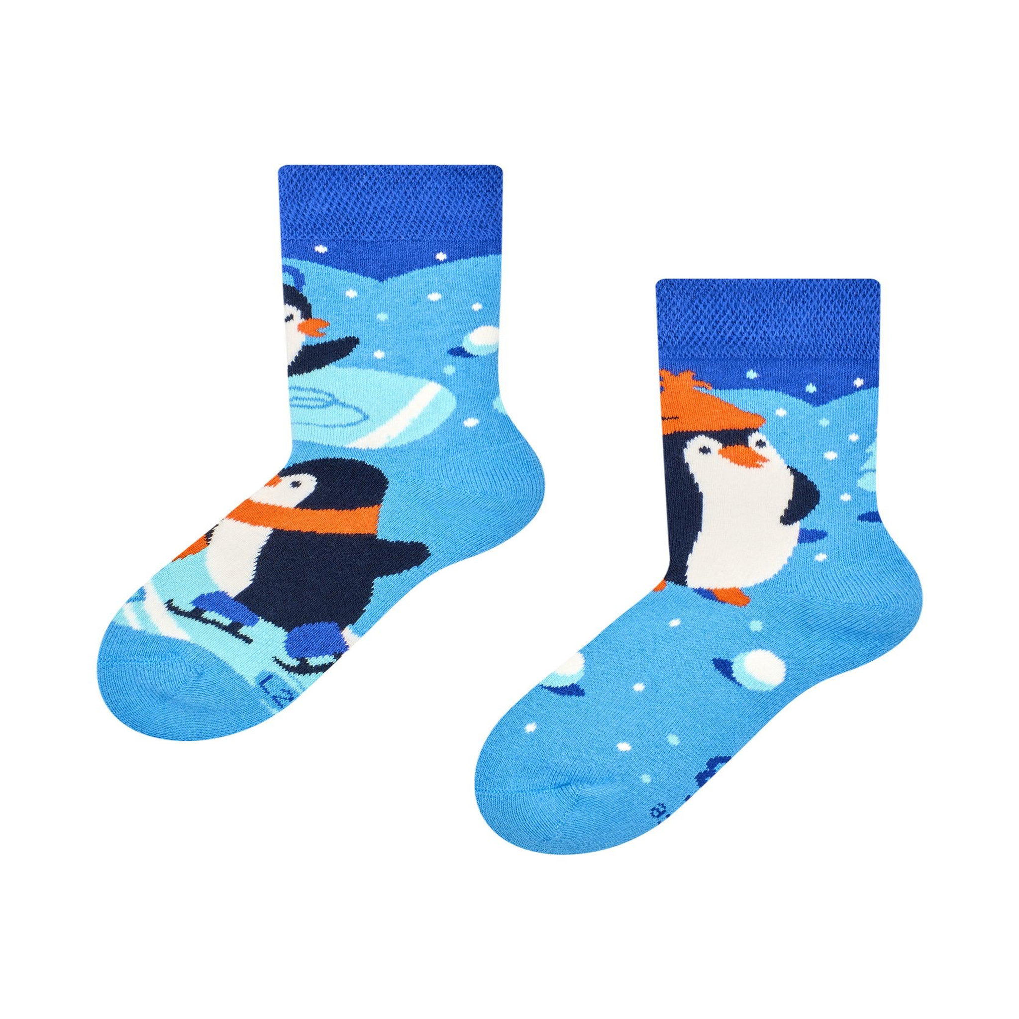 DEDOLES Chaussettes chaudes enfants manchots patineurs. Coloris disponibles : Bleu