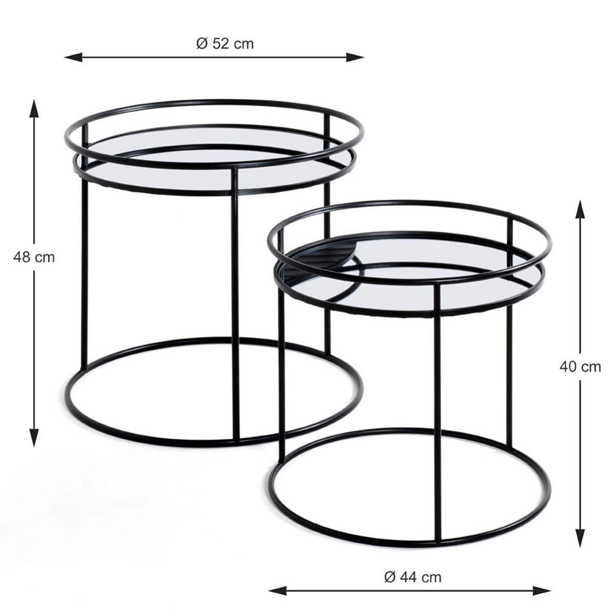 Voir la diapositive 2 : Paris Prix Lot de 2 tables d'appoint  mirana  52cm noir