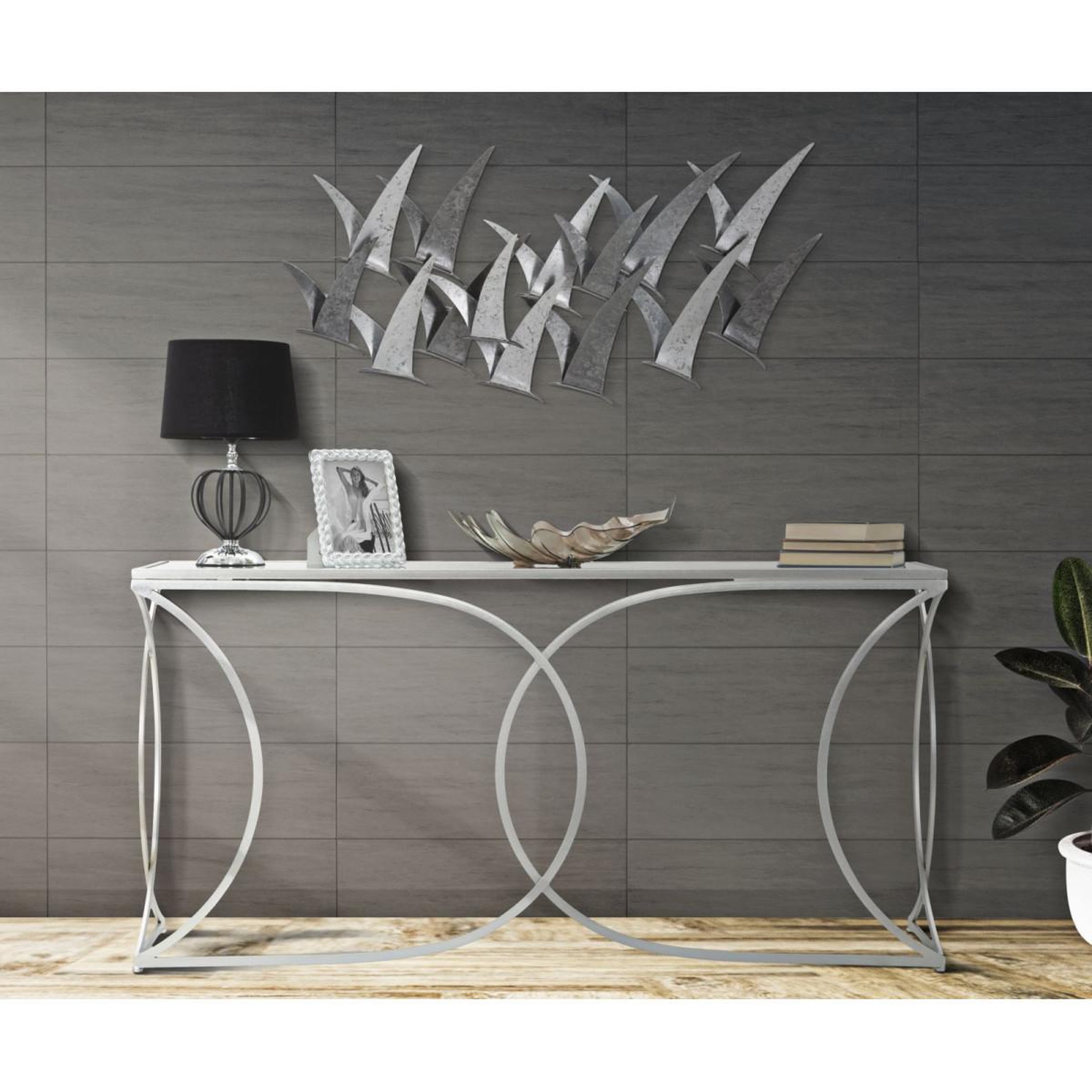 Voir la diapositive 5 : Paris Prix Décoration murale en métal  gabbiani  93cm gris