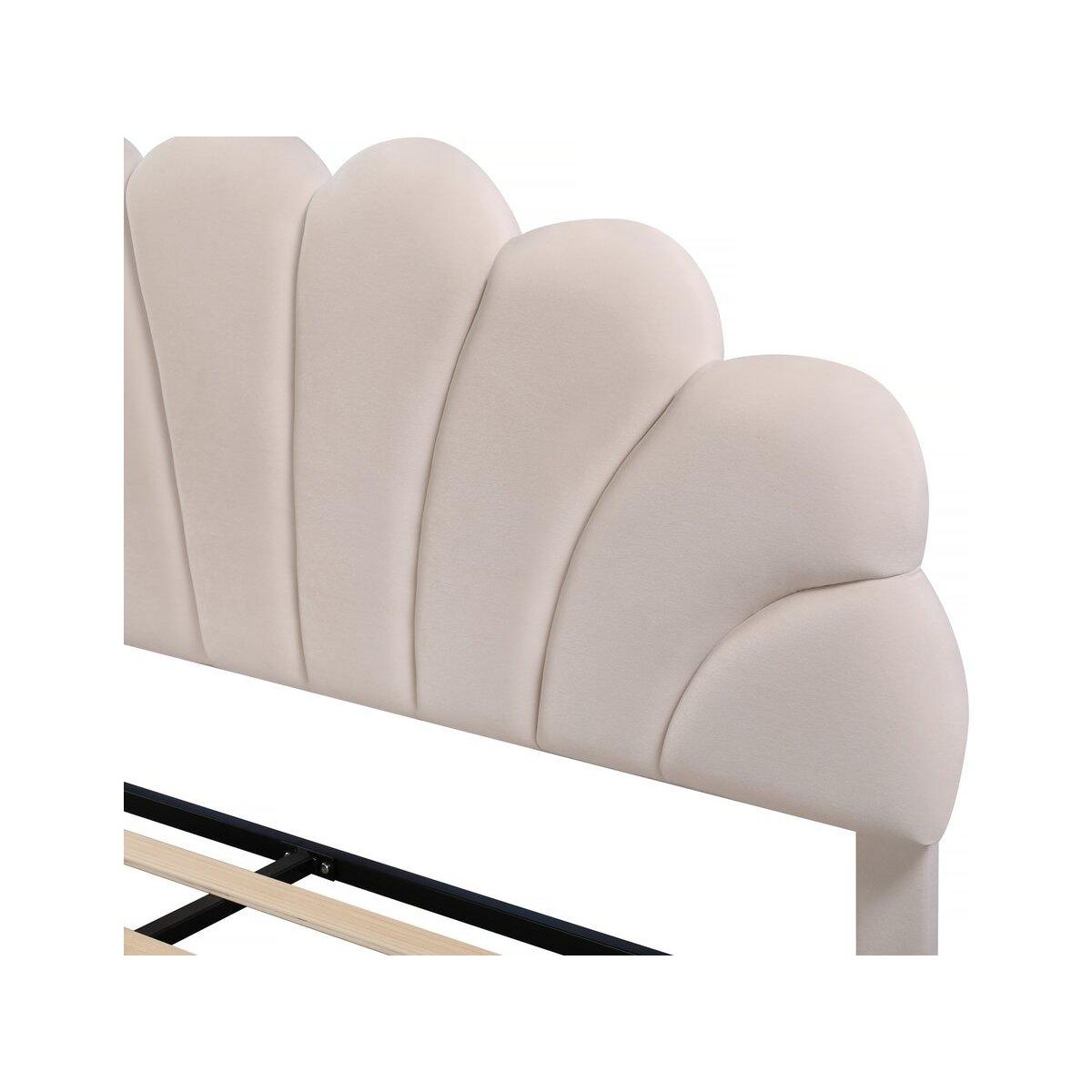 Habitat et Jardin Lit coquillage en velours  Manon  - Beige - 140 x 190 cm