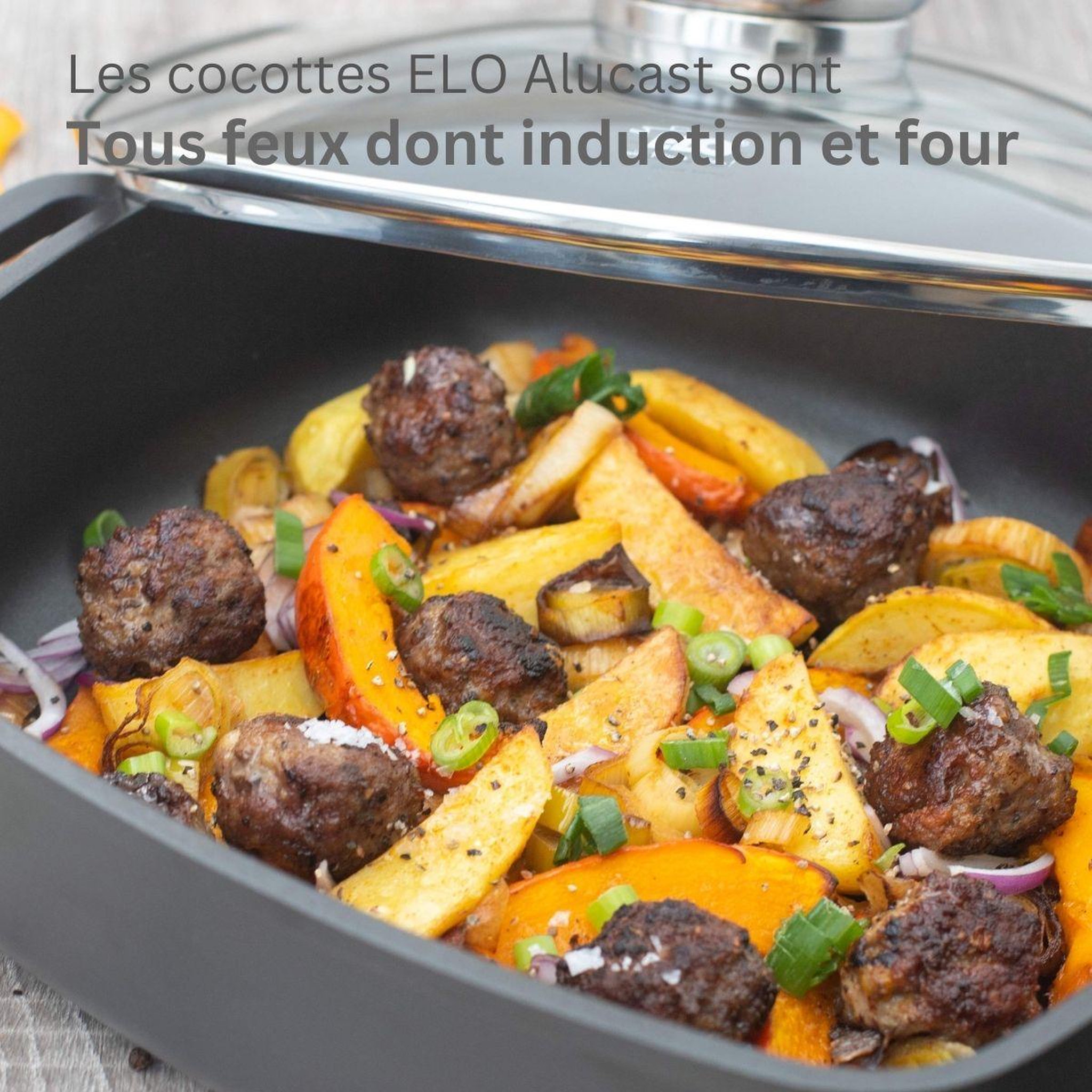 Voir la diapositive 4 : ELO Cocotte 28 x 28 cm en fonte aluminium antiadhésive 3,6 L Elo Alucast