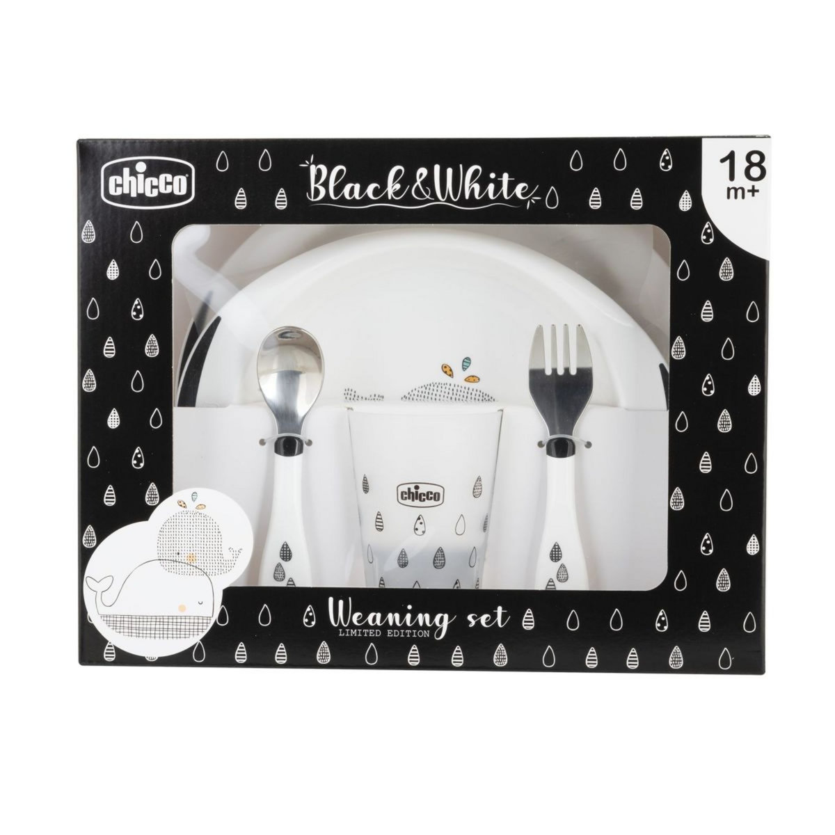 CHICCO Coffret repas black and white Bal 18M+