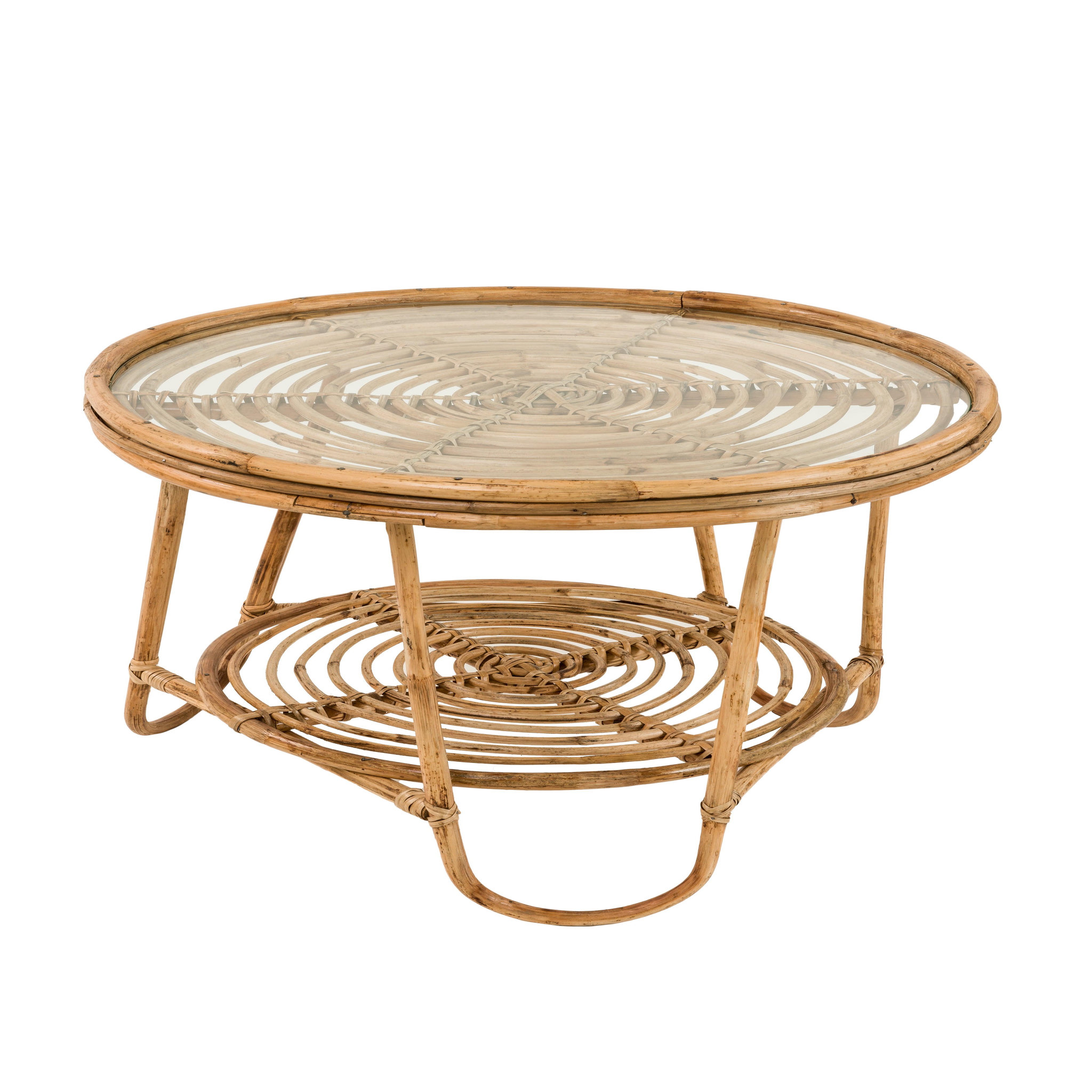Jardiline Table basse rotin et plateau de verre - RINCA