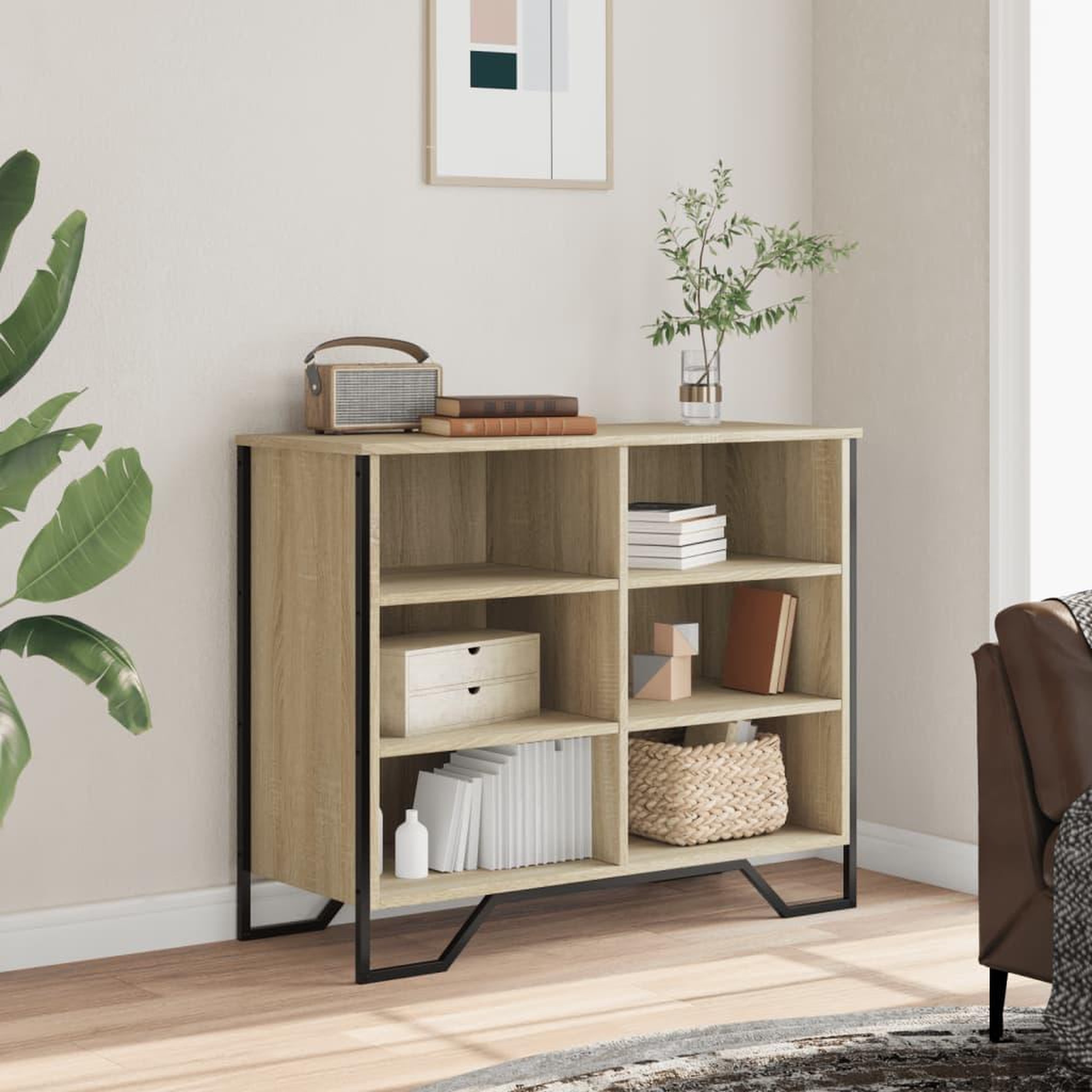 Voir la diapositive 3 : VIDAXL Buffet chene sonoma 91x35,5x74,5 cm bois d'ingenierie