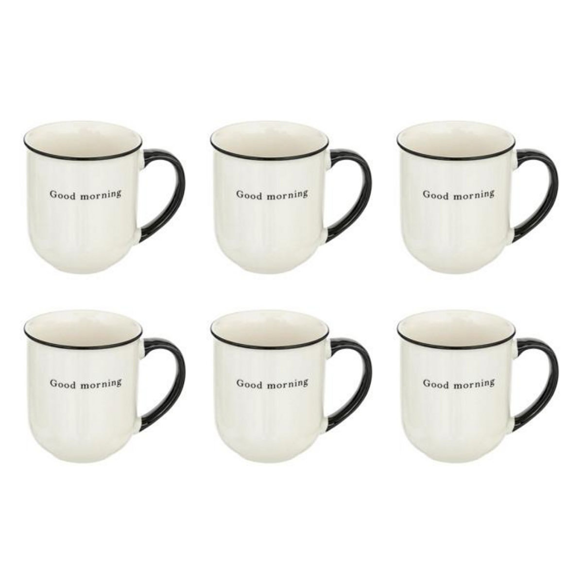 SECRET DE GOURMET Lot de 6 Mugs  Alix  38cl Blanc & Noir