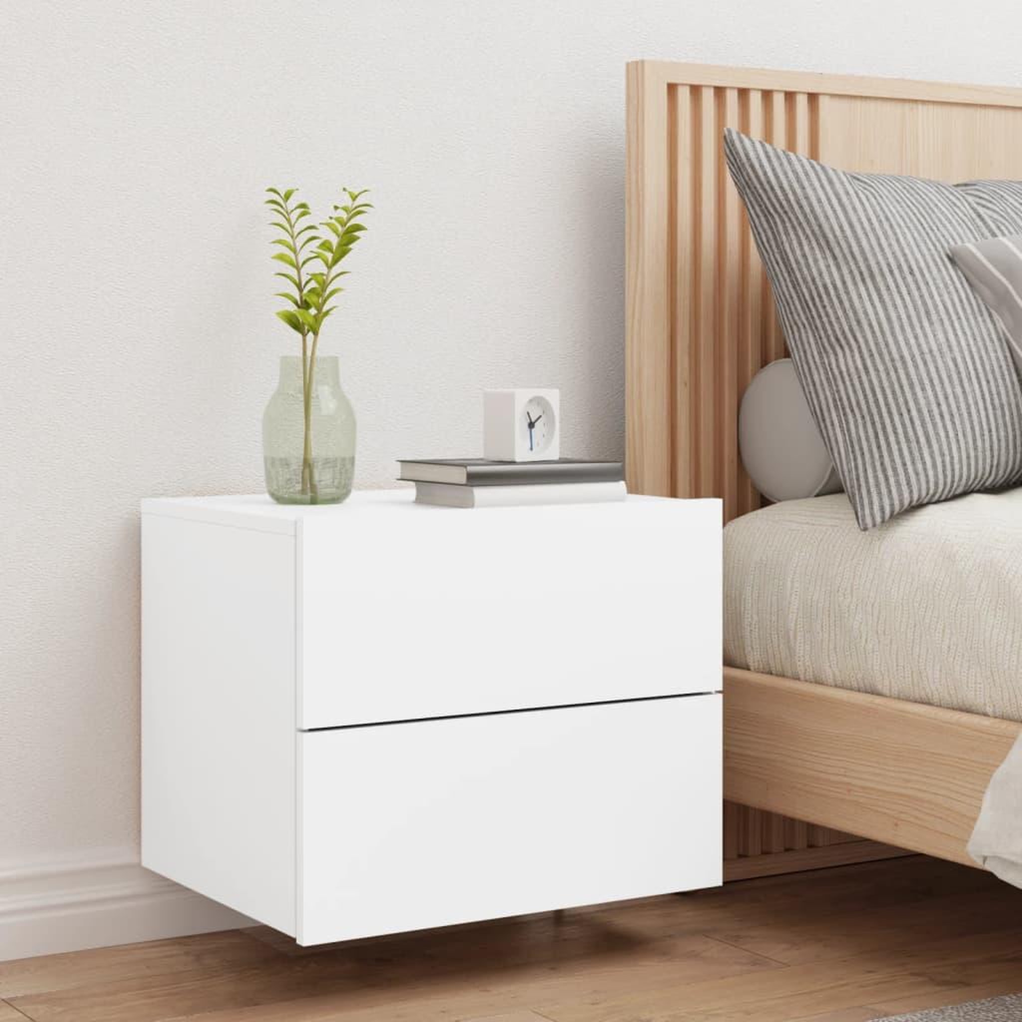 Voir la diapositive 4 : VIDAXL Table de chevet murale avec lumieres LED blanc