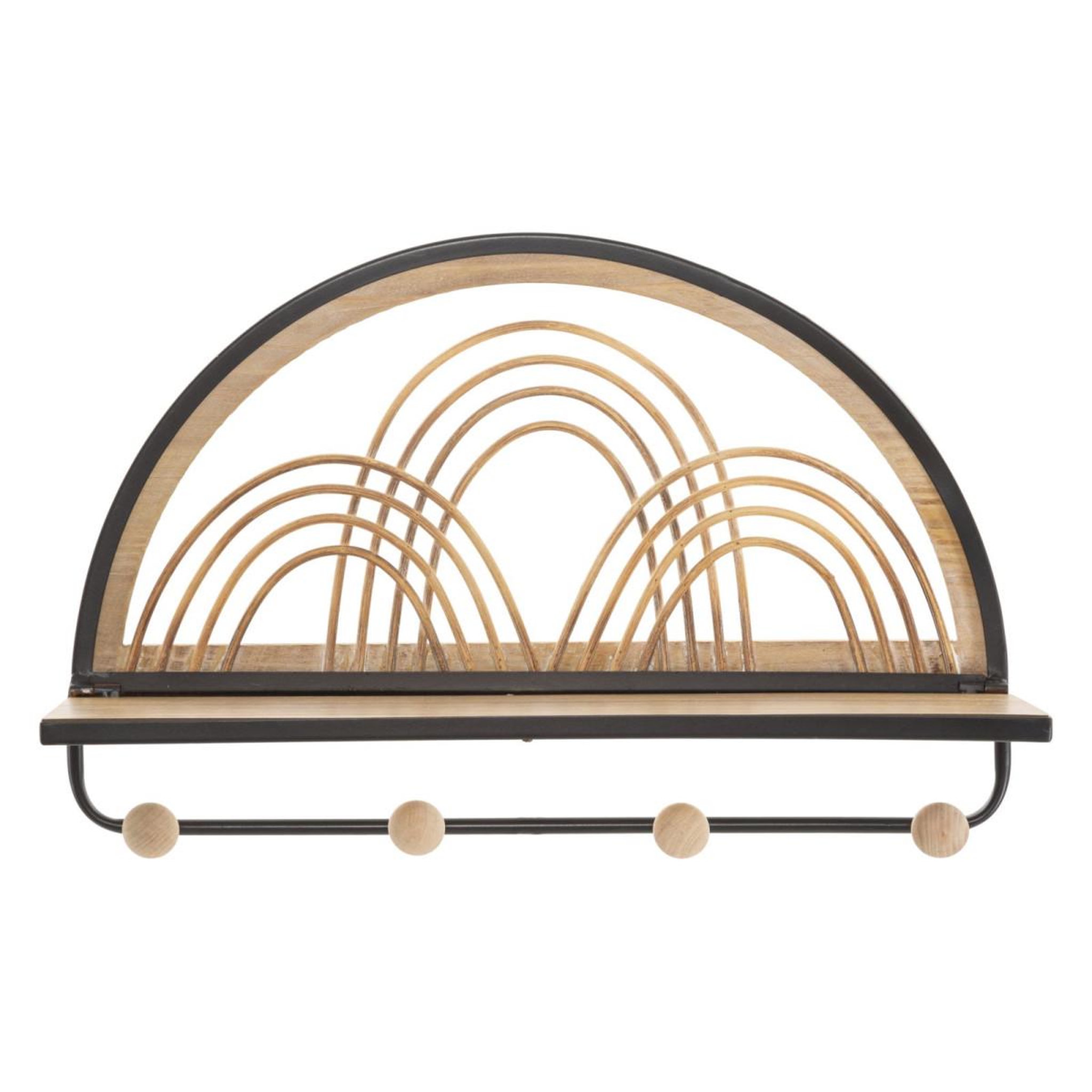 Voir la diapositive 2 : Paris Prix Patère murale avec étagère  porto  46cm noir & naturel