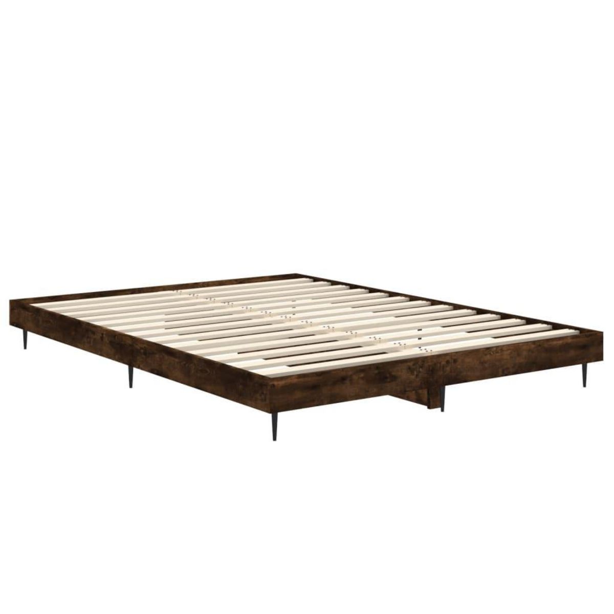 VIDAXL Cadre de lit sans matelas chene fume 140x190 cm bois ingenierie